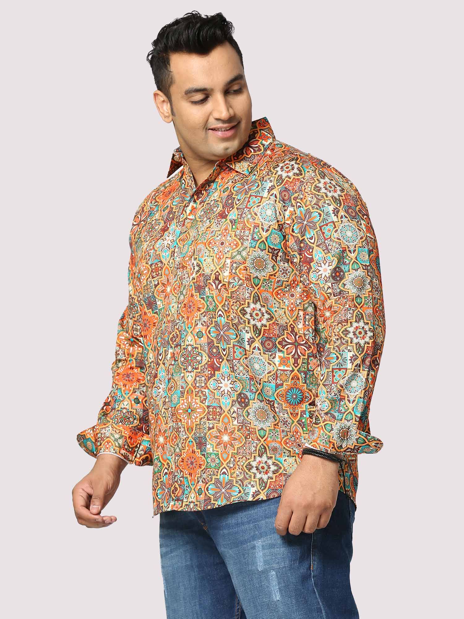 Caramel Mosaic Digital Printed Full Sleeve Men's Plus Size - Guniaa Fashions