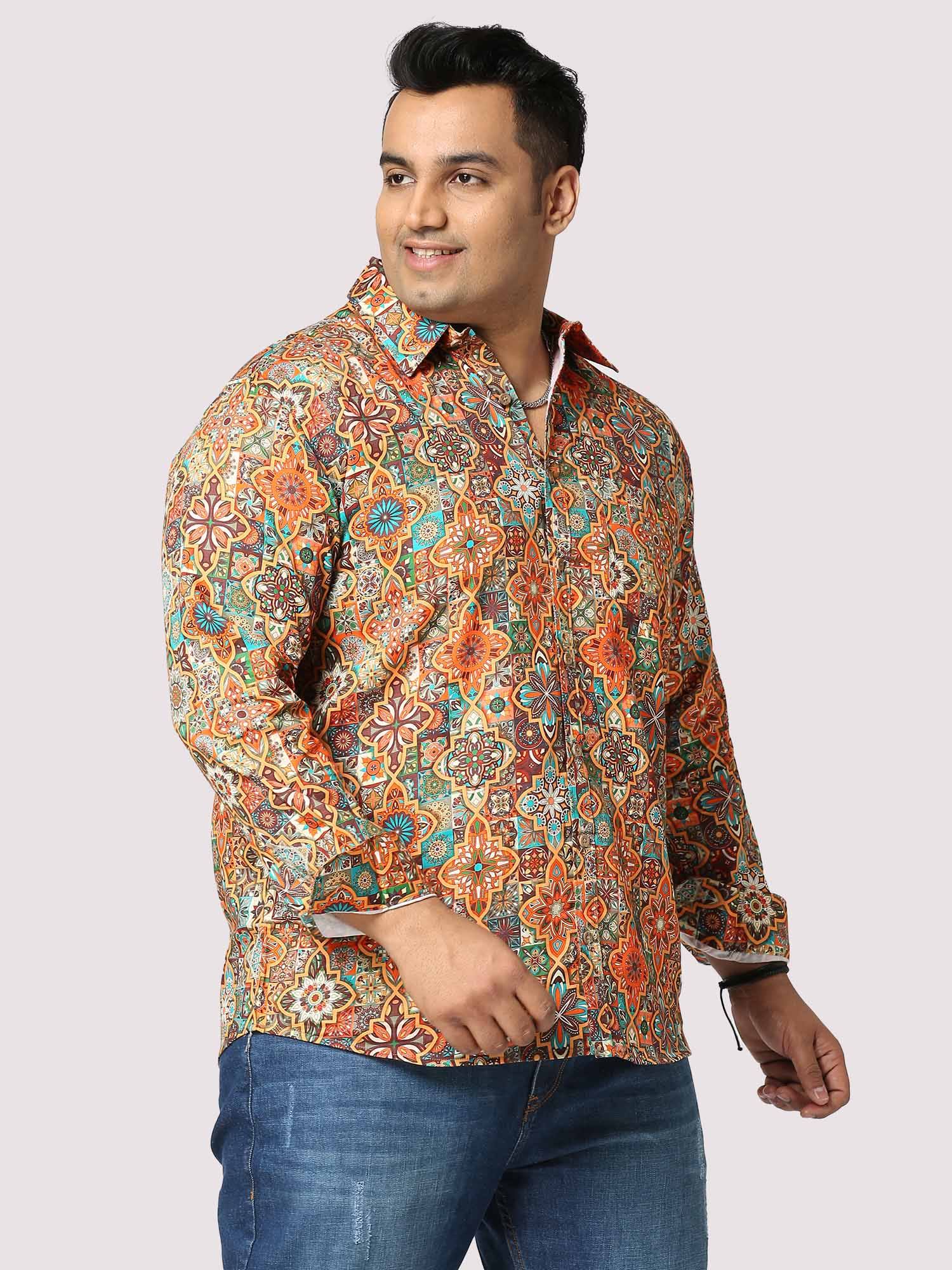 Caramel Mosaic Digital Printed Full Sleeve Men's Plus Size - Guniaa Fashions