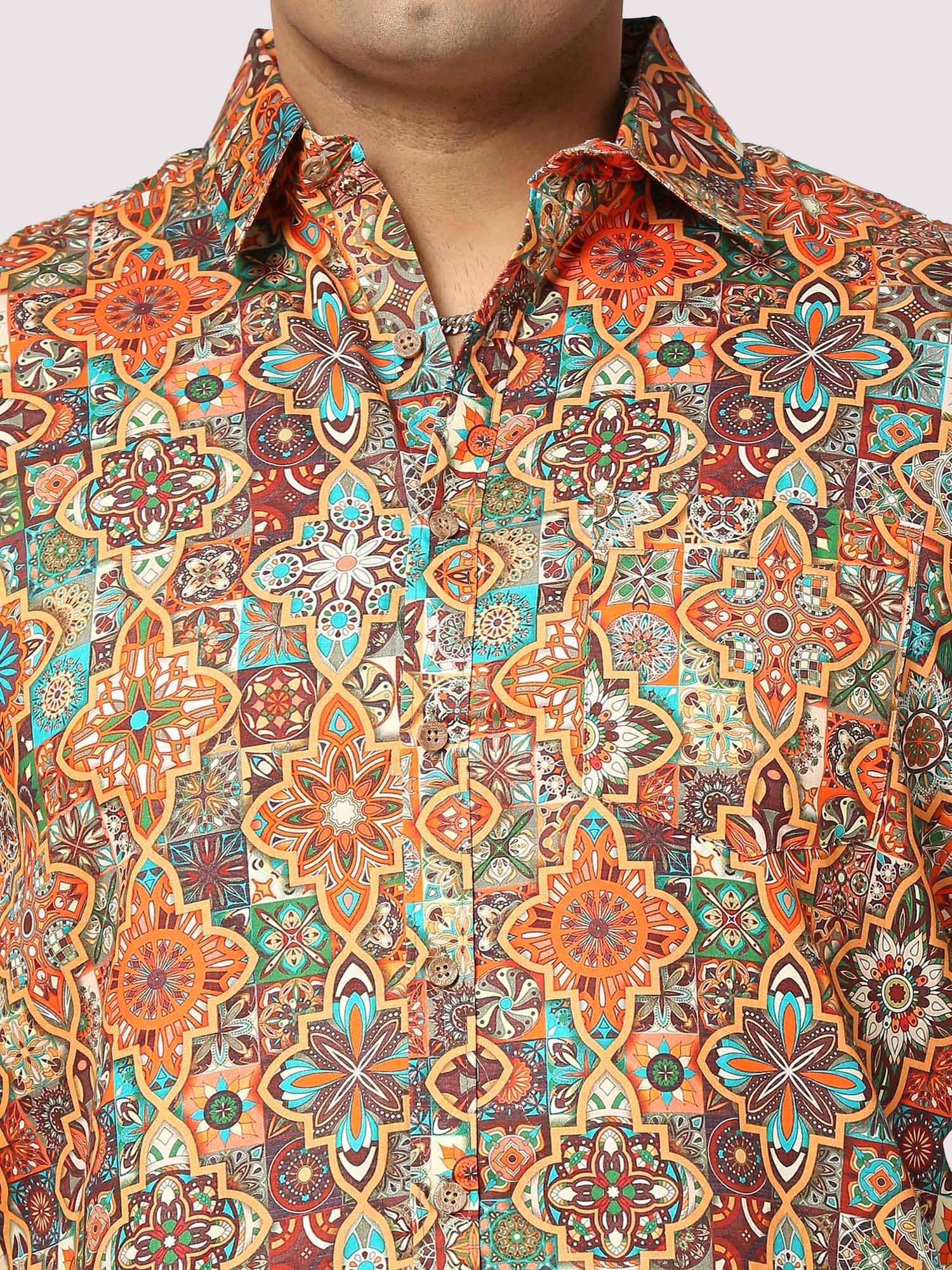 Caramel Mosaic Digital Printed Full Sleeve Men's Plus Size - Guniaa Fashions