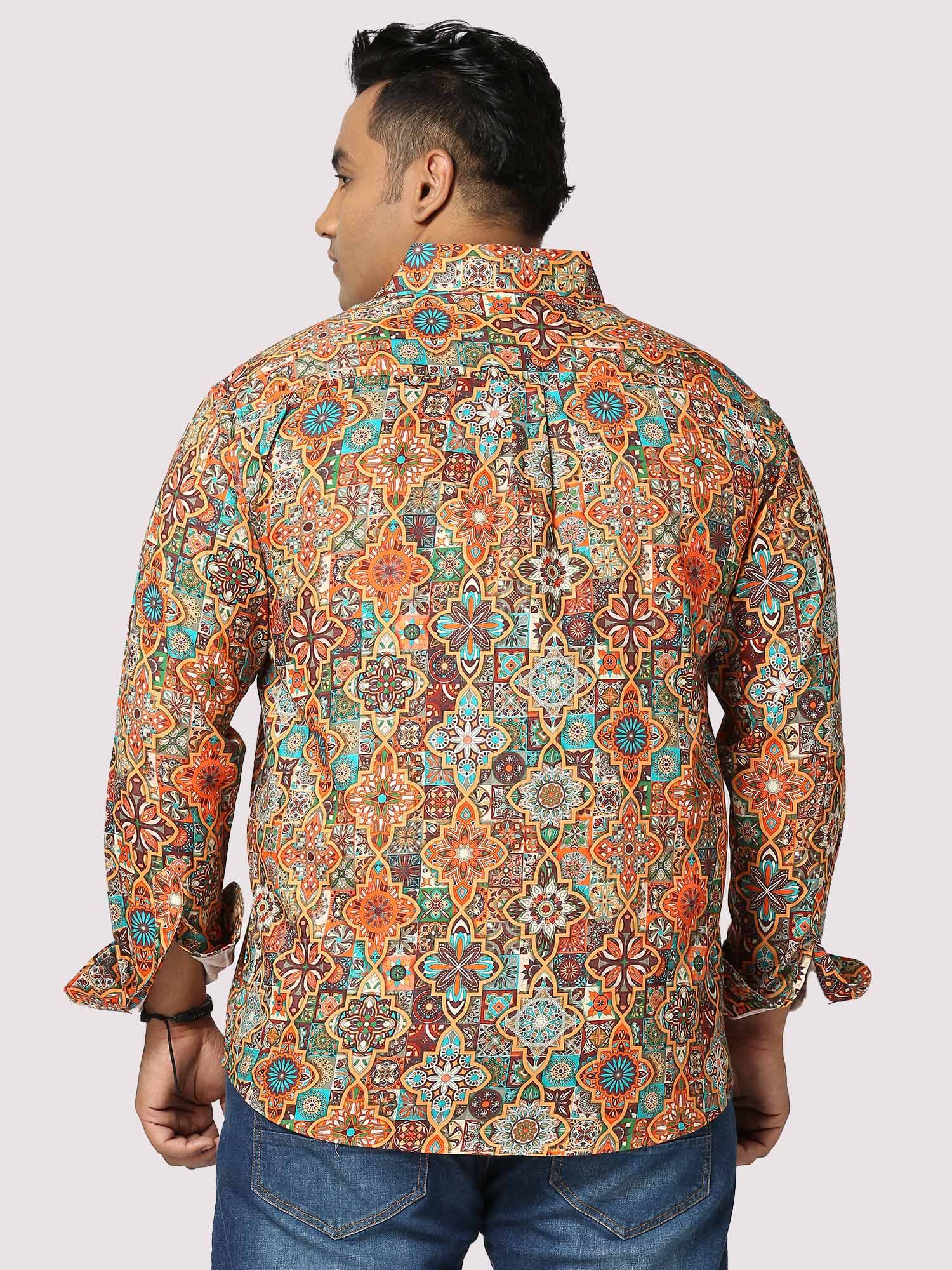 Caramel Mosaic Digital Printed Full Sleeve Men's Plus Size - Guniaa Fashions