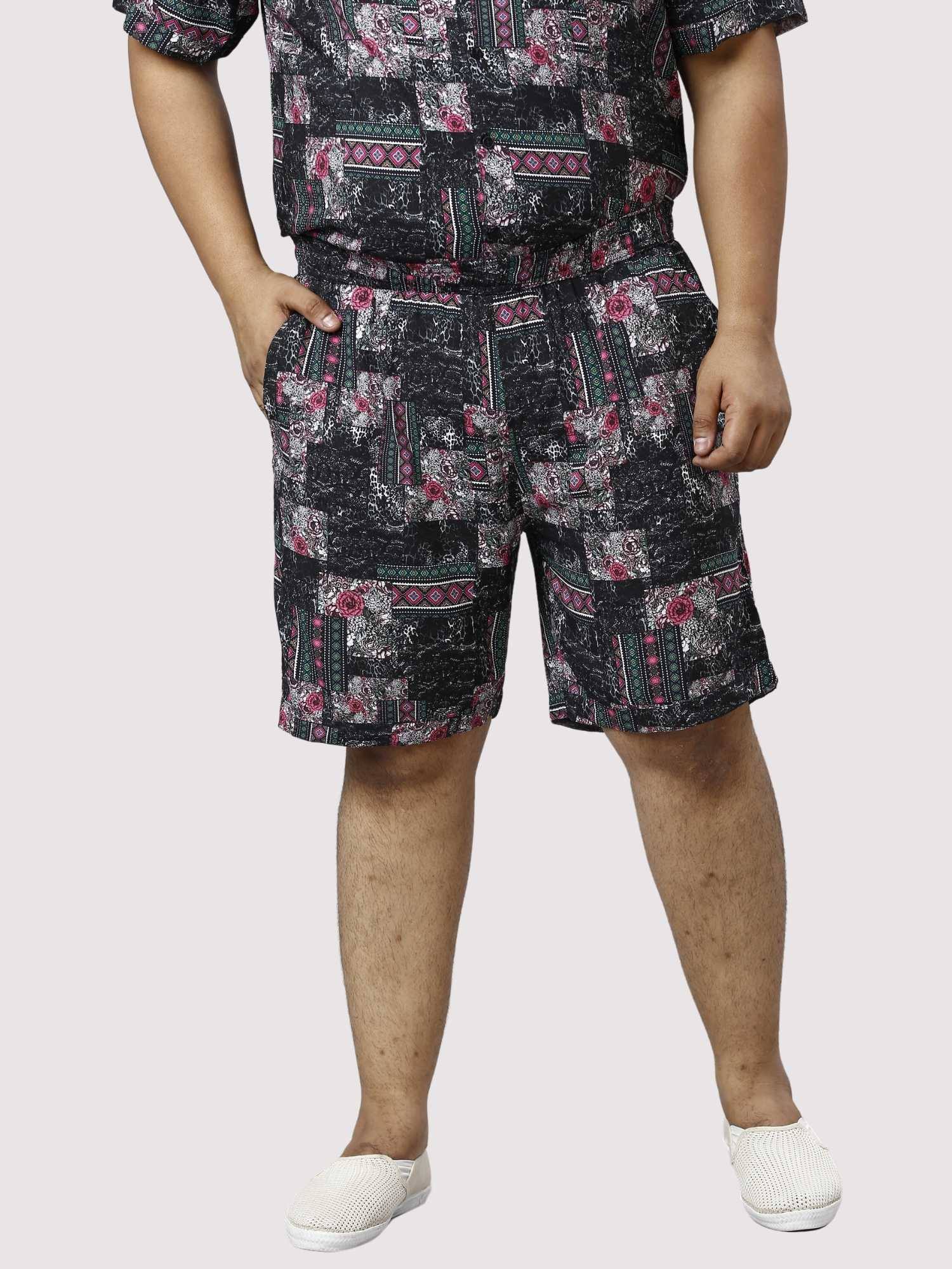 Carbon Pattern Digital Printed Half Co-ords Set Men's Plus Size - Guniaa Fashions