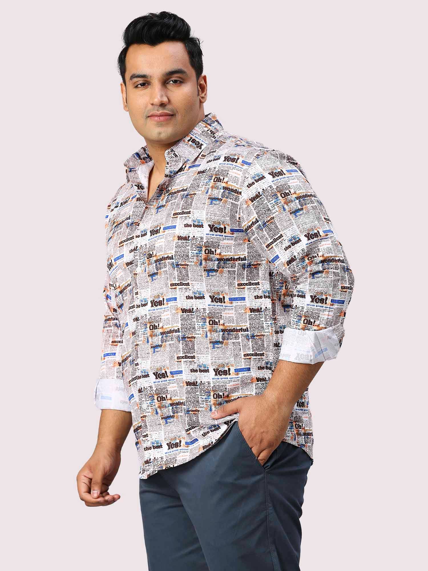 Chronicle Digital Printed Full Sleeve Men's Plus Size Shirt - Guniaa Fashions