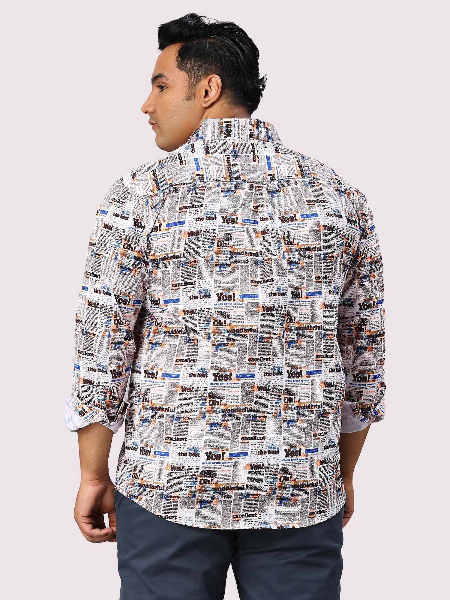 Chronicle Digital Printed Full Sleeve Men's Plus Size Shirt - Guniaa Fashions