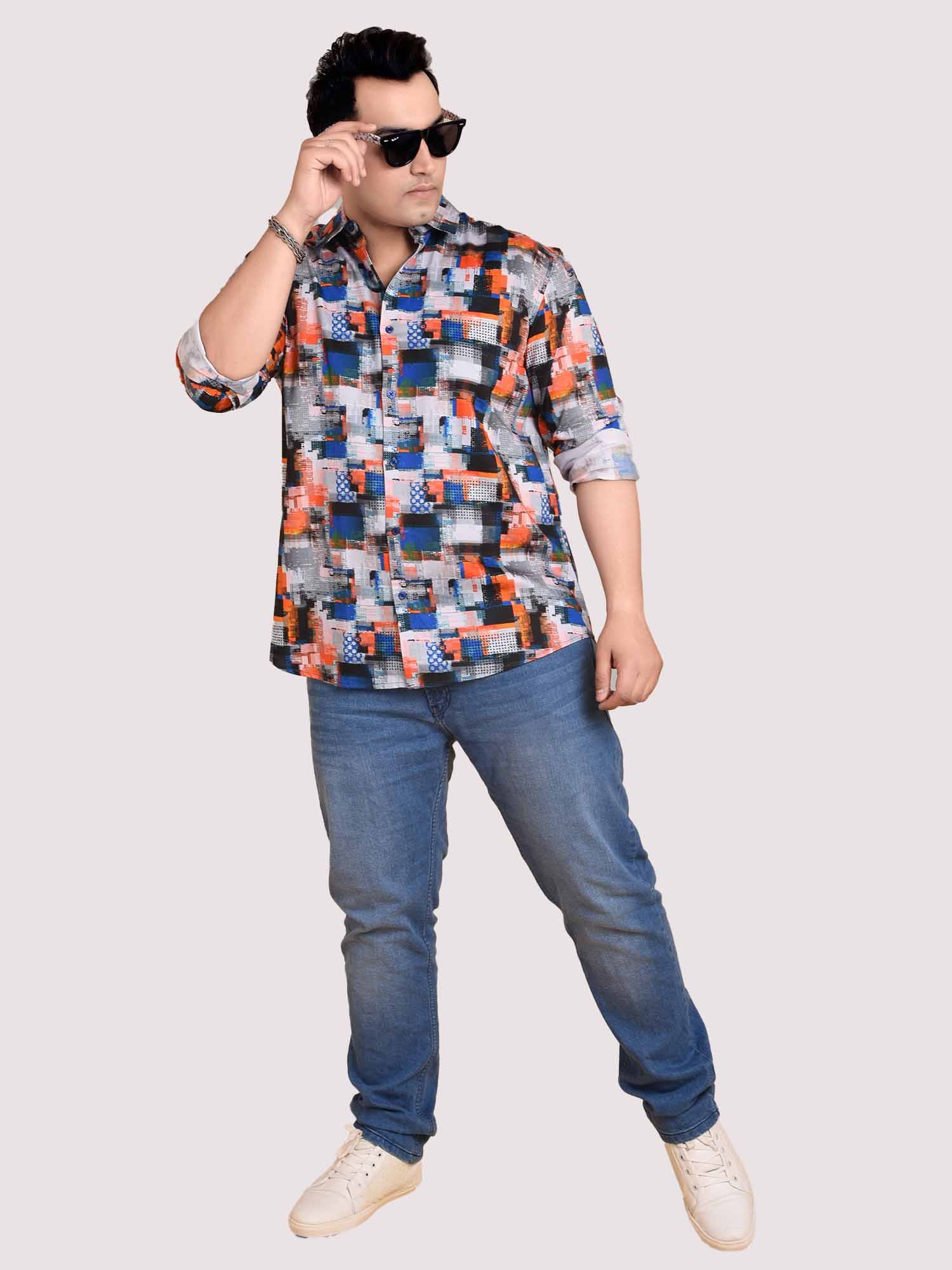 Collar Blocks Printed Cotton Full sleeve Men's Plus size - Guniaa Fashions