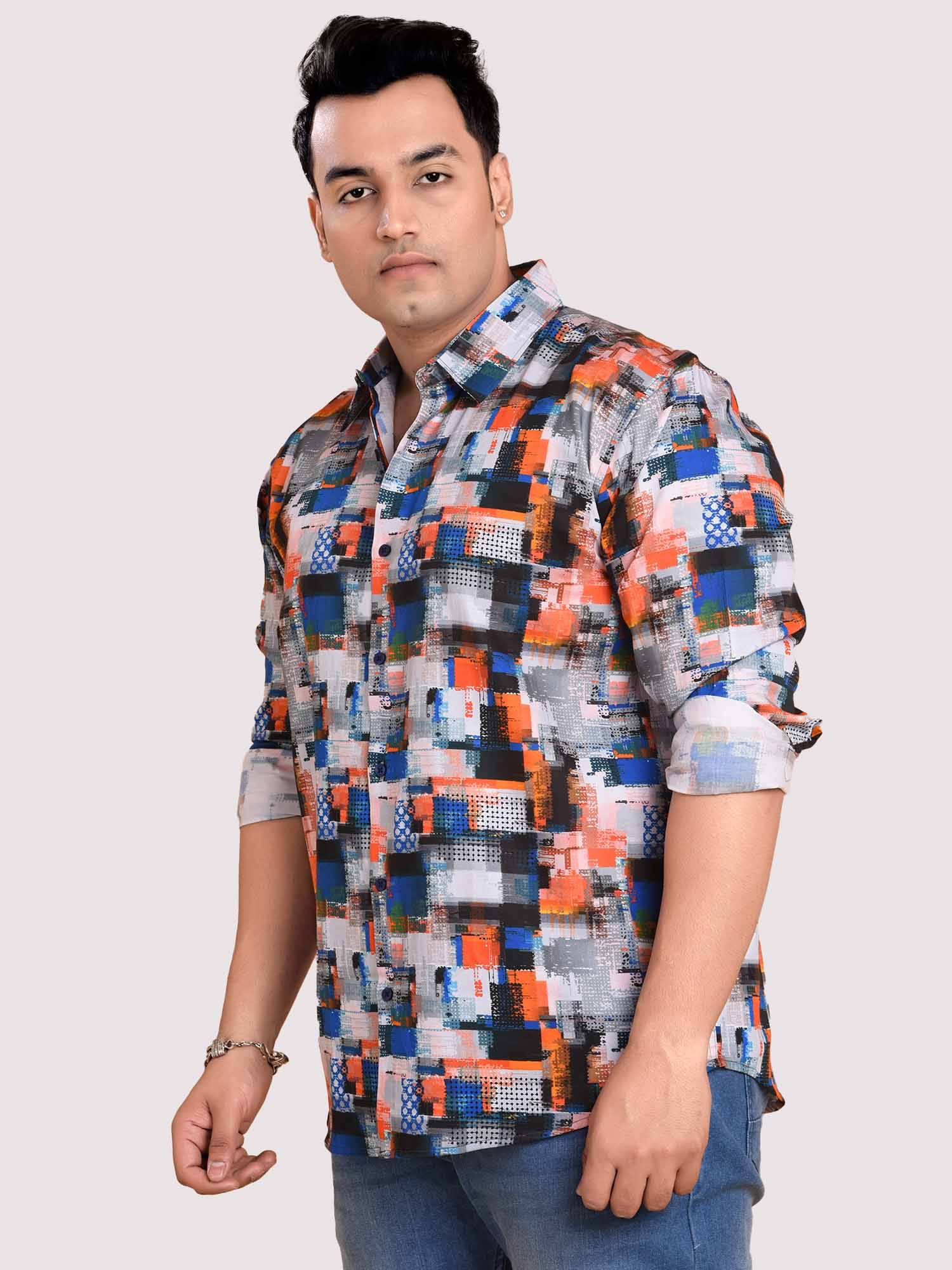 Collar Blocks Printed Cotton Full sleeve Men's Plus size - Guniaa Fashions