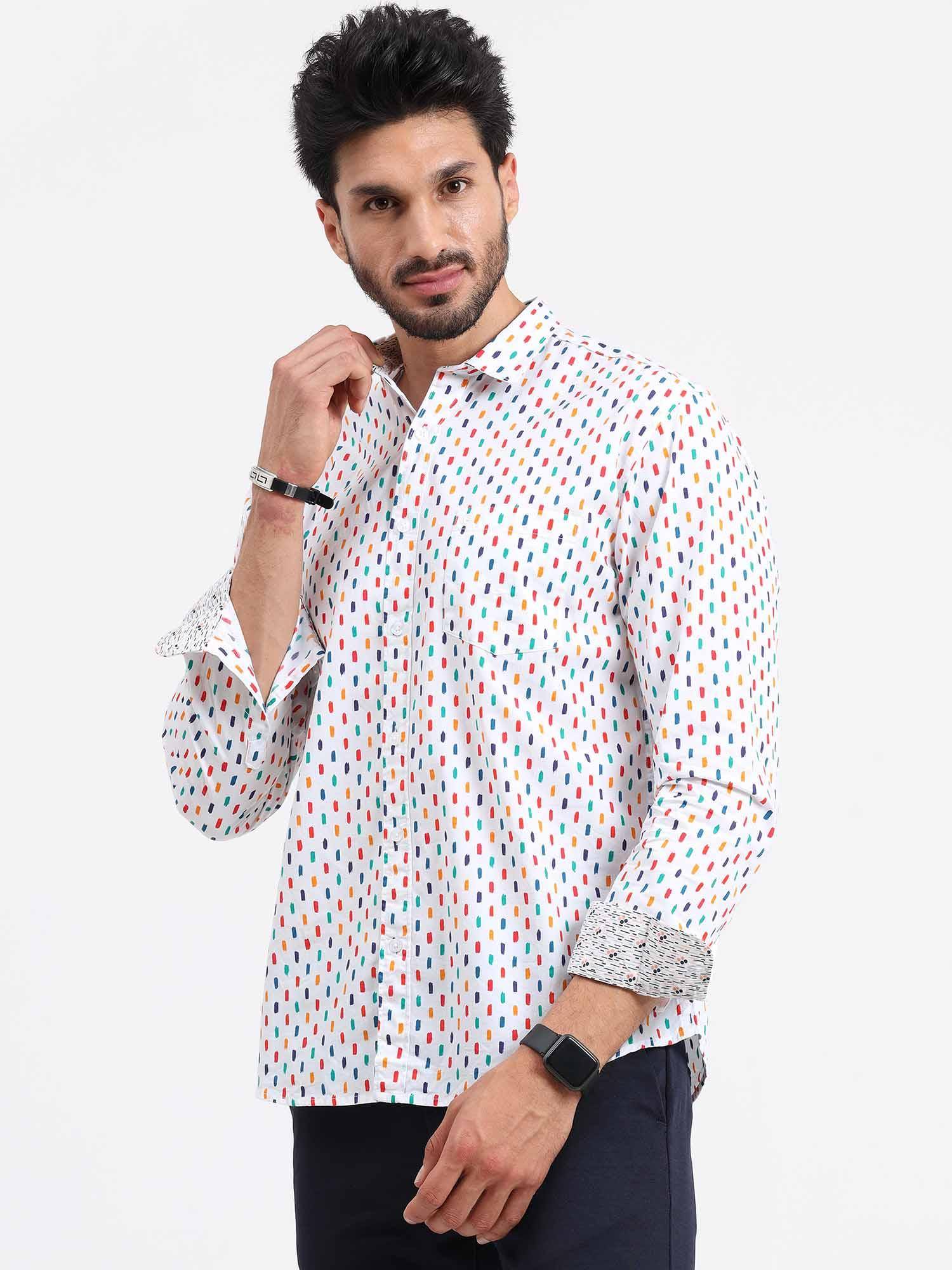 Colour Bed Printed Full Sleeve Shirt - Guniaa Fashions