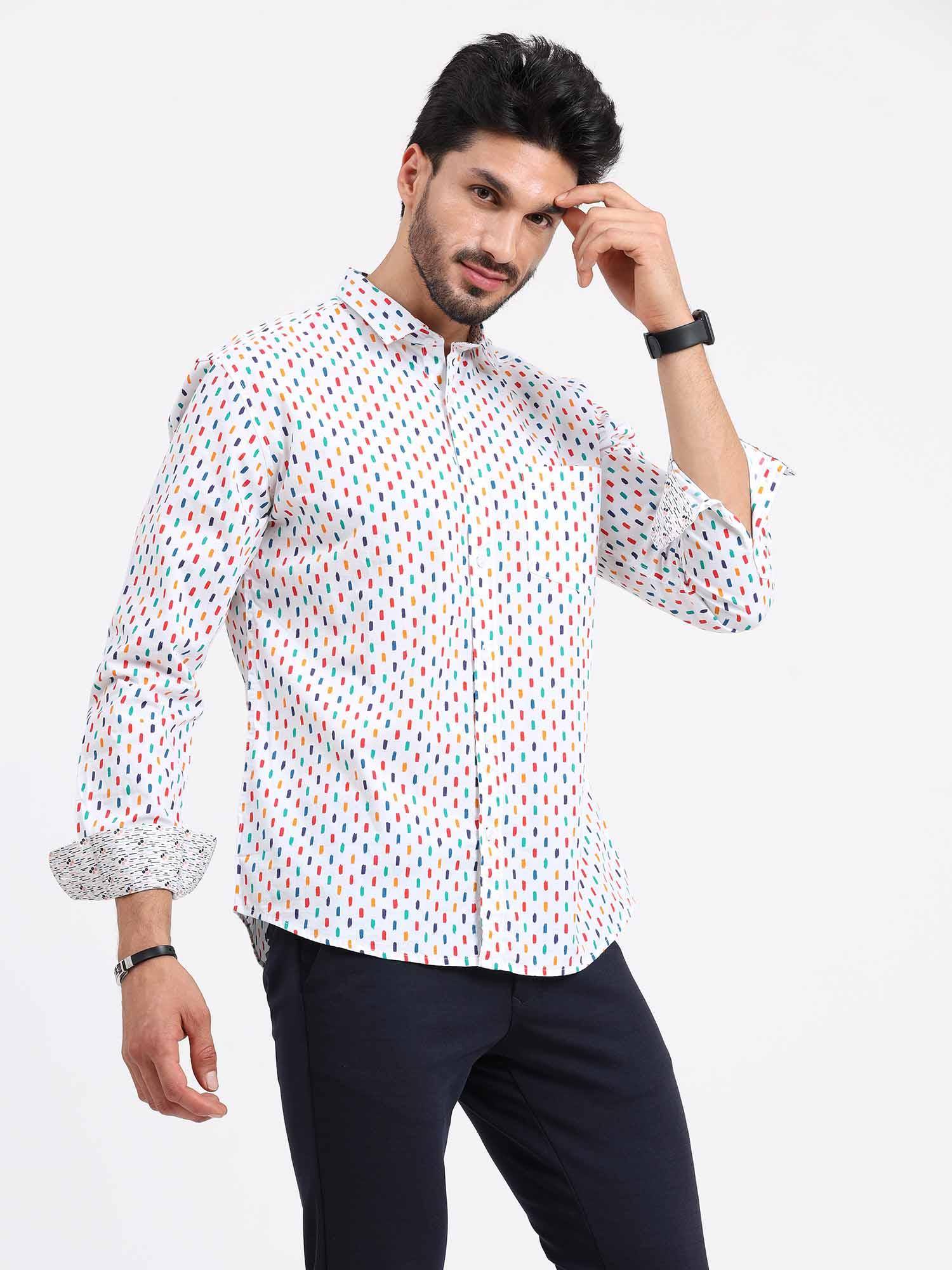 Colour Bed Printed Full Sleeve Shirt - Guniaa Fashions