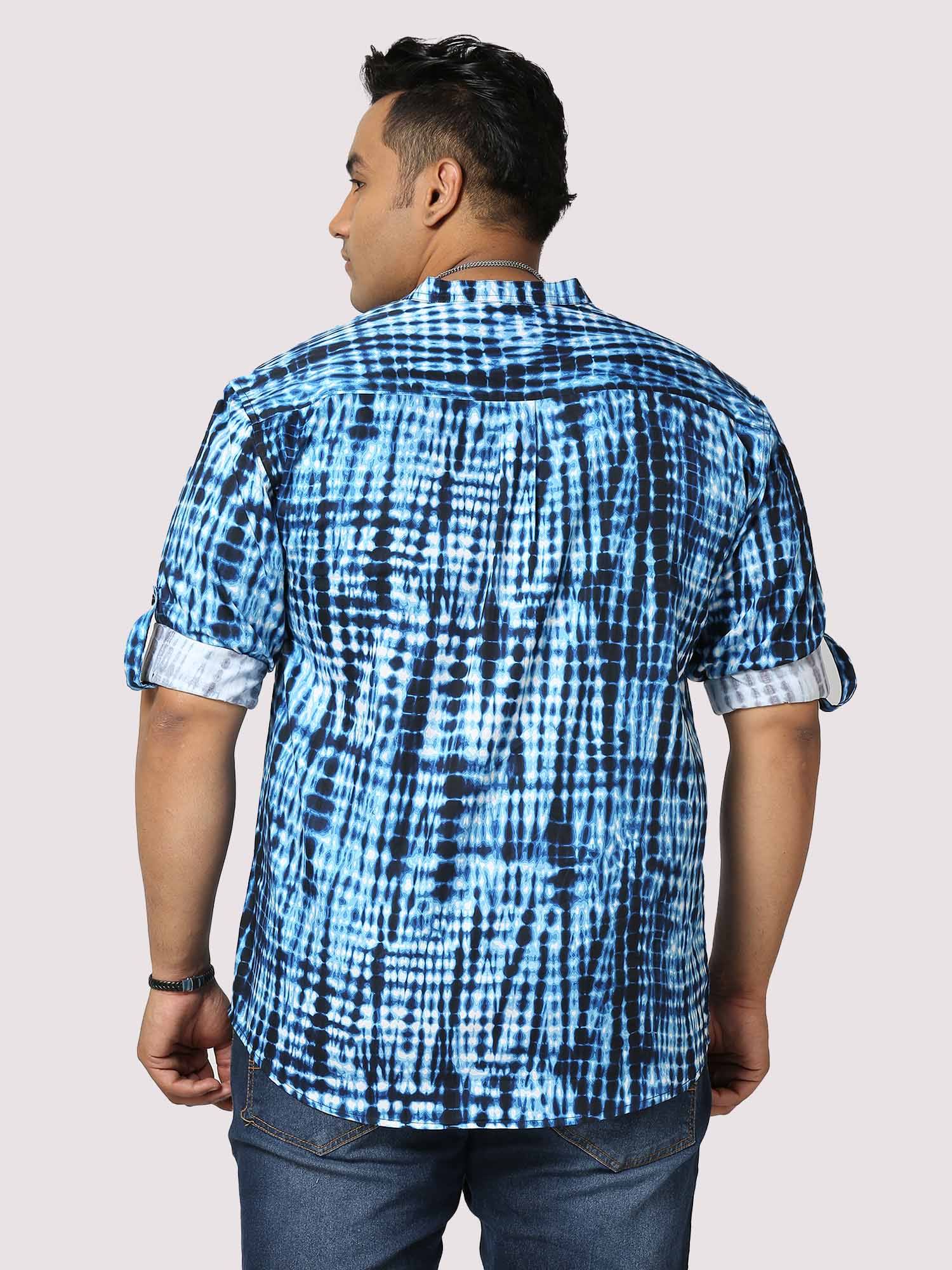 Coral Digital Printed Chinese Collar Men's Plus Size Full Shirt - Guniaa Fashions