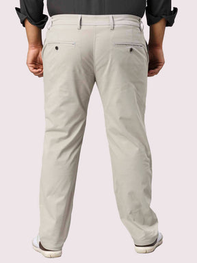 Cream Solid Cotton Trouser Men's Plus Size - Guniaa Fashions