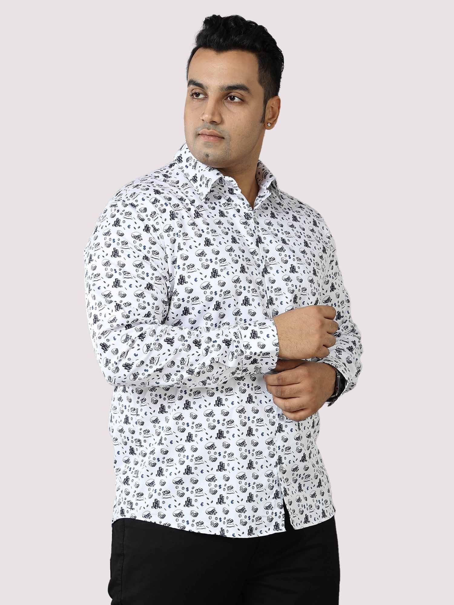 Currency Printed Cotton Full Shirt Men's Plus Size - Guniaa Fashions