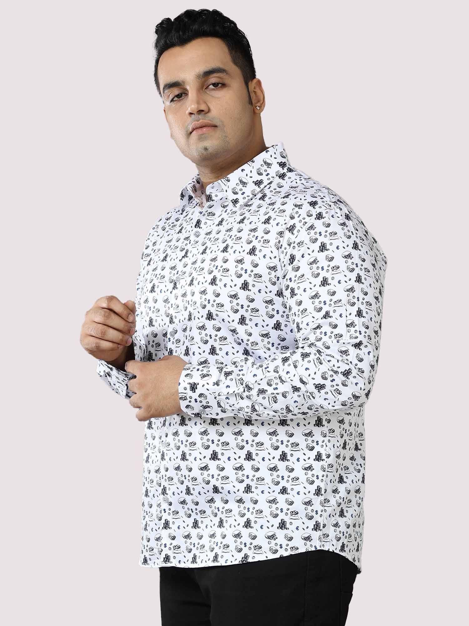 Currency Printed Cotton Full Shirt Men's Plus Size - Guniaa Fashions