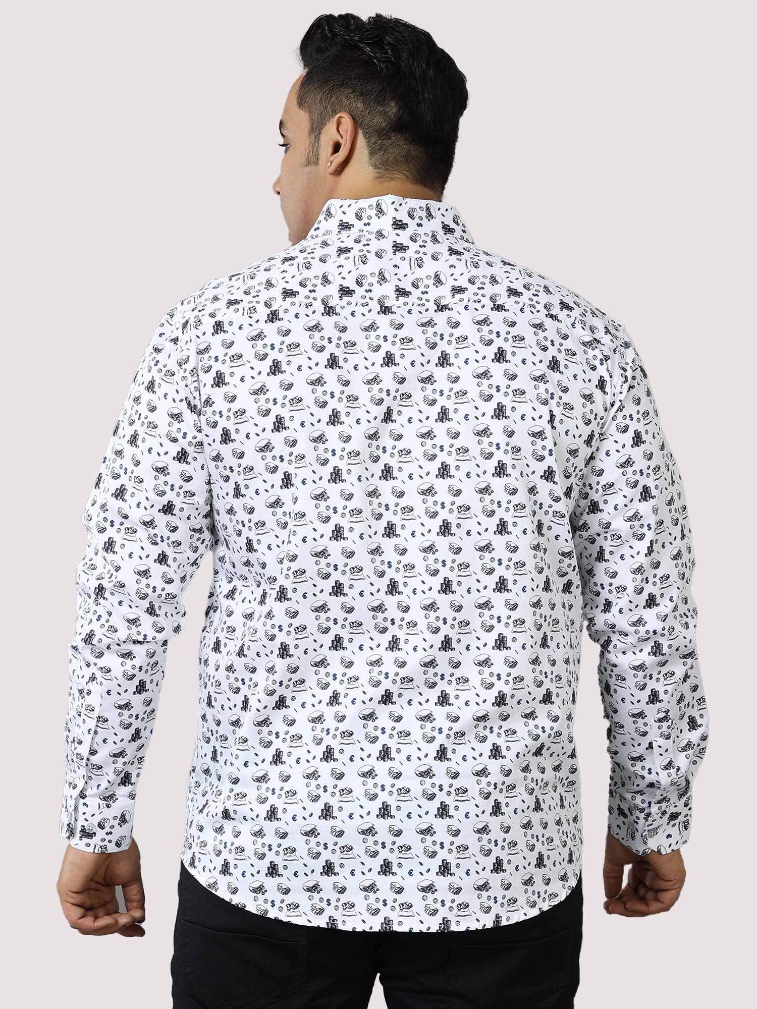 Currency Printed Cotton Full Shirt Men's Plus Size - Guniaa Fashions