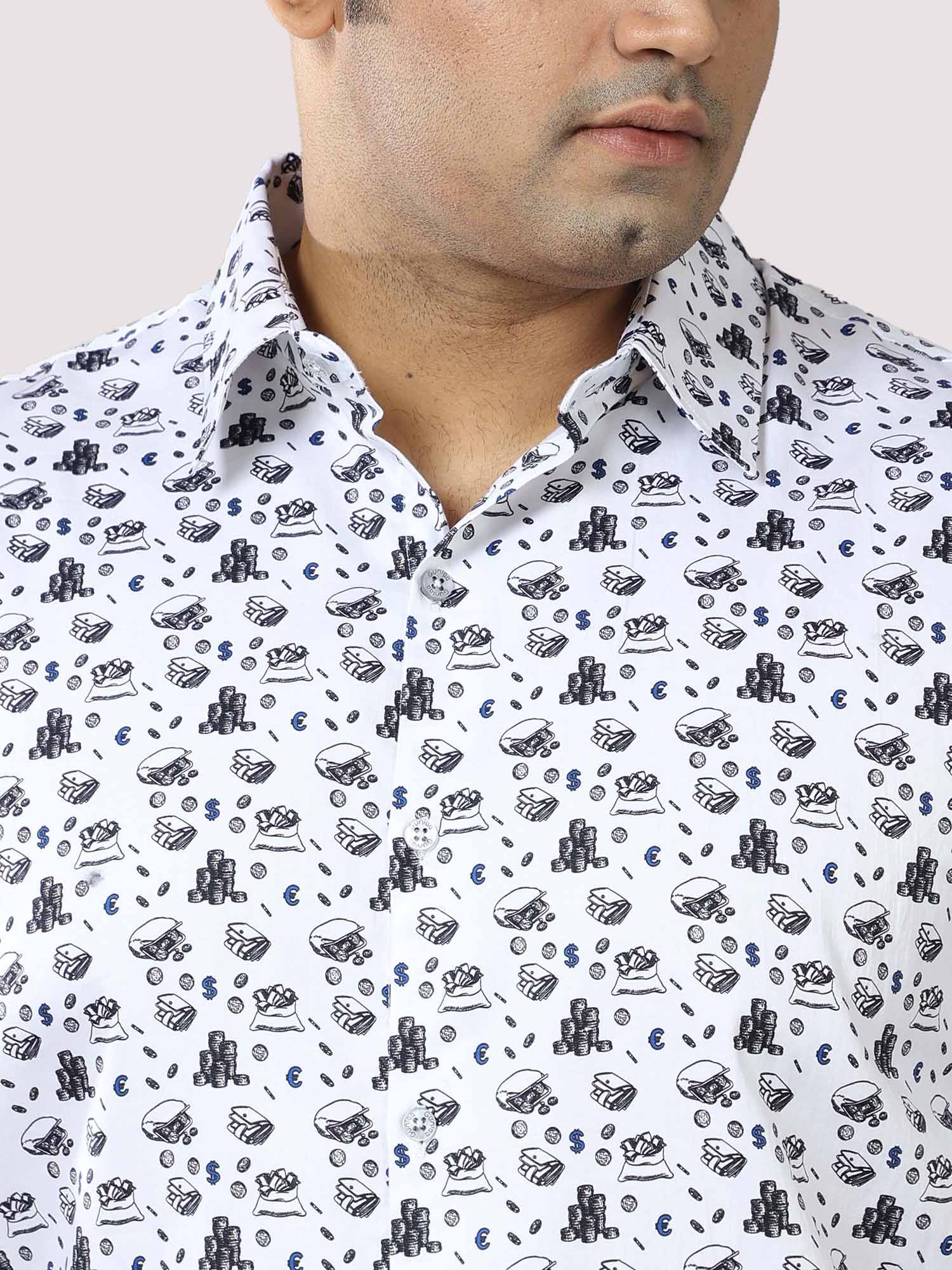 Currency Printed Cotton Full Shirt Men's Plus Size - Guniaa Fashions