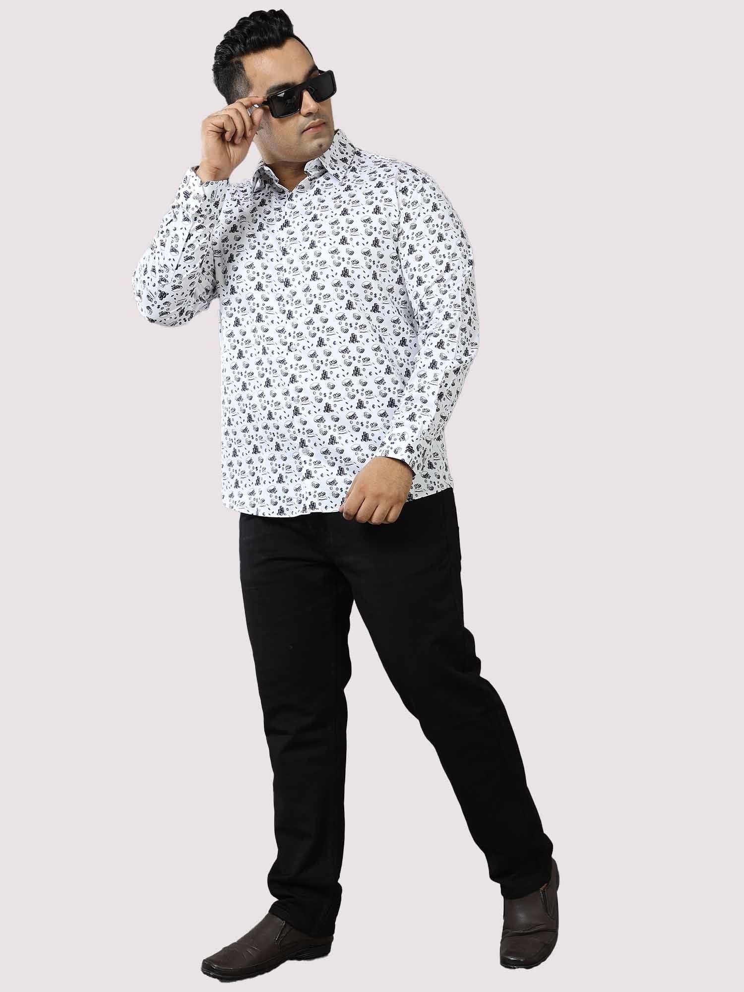 Currency Printed Cotton Full Shirt Men's Plus Size - Guniaa Fashions