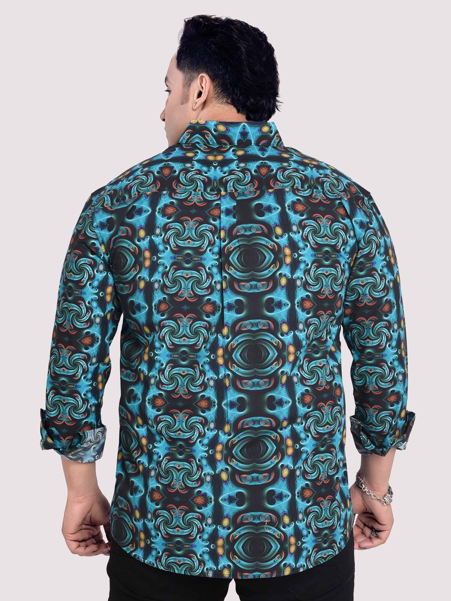 Cyan Symmetric Printed Cotton Full sleeve Men's Plus size - Guniaa Fashions