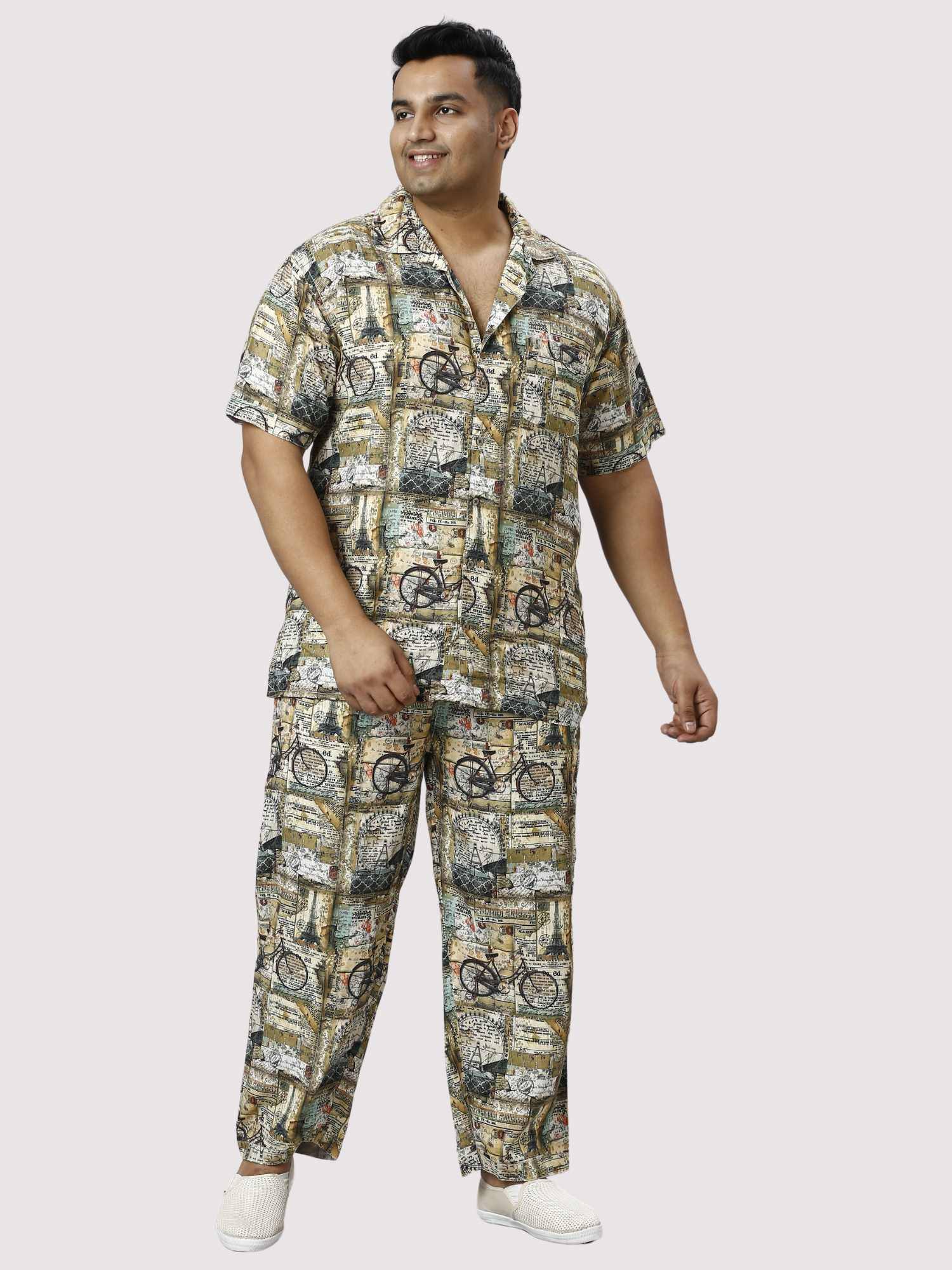 Cycle Bustle Digital Printed Full Co-ords Set Men's Plus Size - Guniaa Fashions