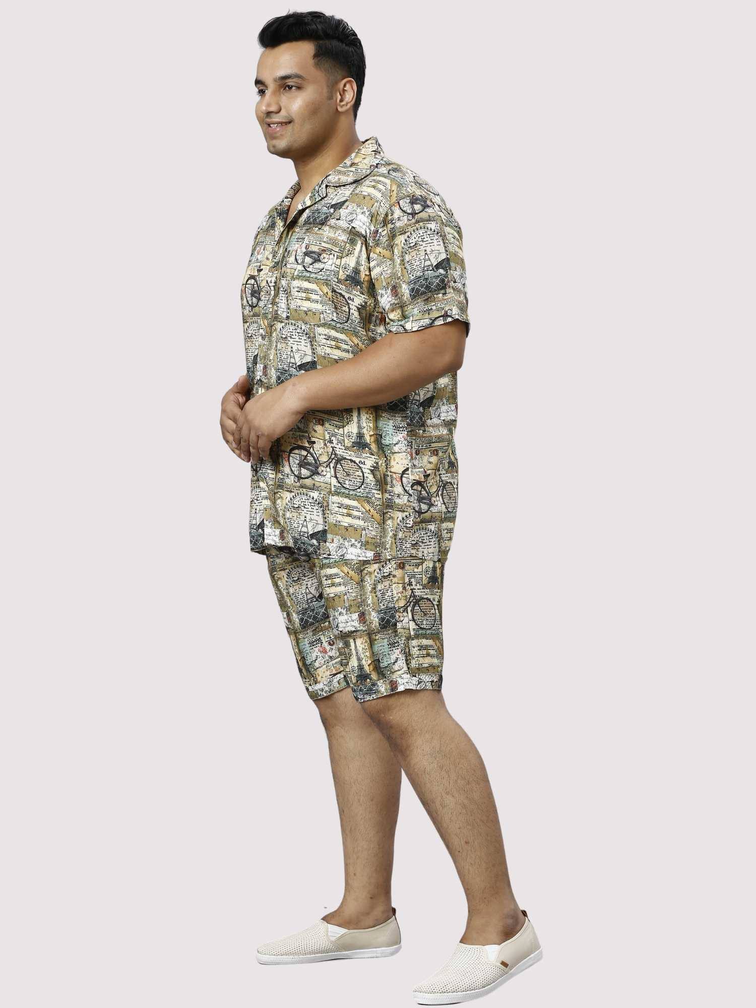 Cycle Bustle Digital Printed Half Co-ords Set Men's Plus Size - Guniaa Fashions