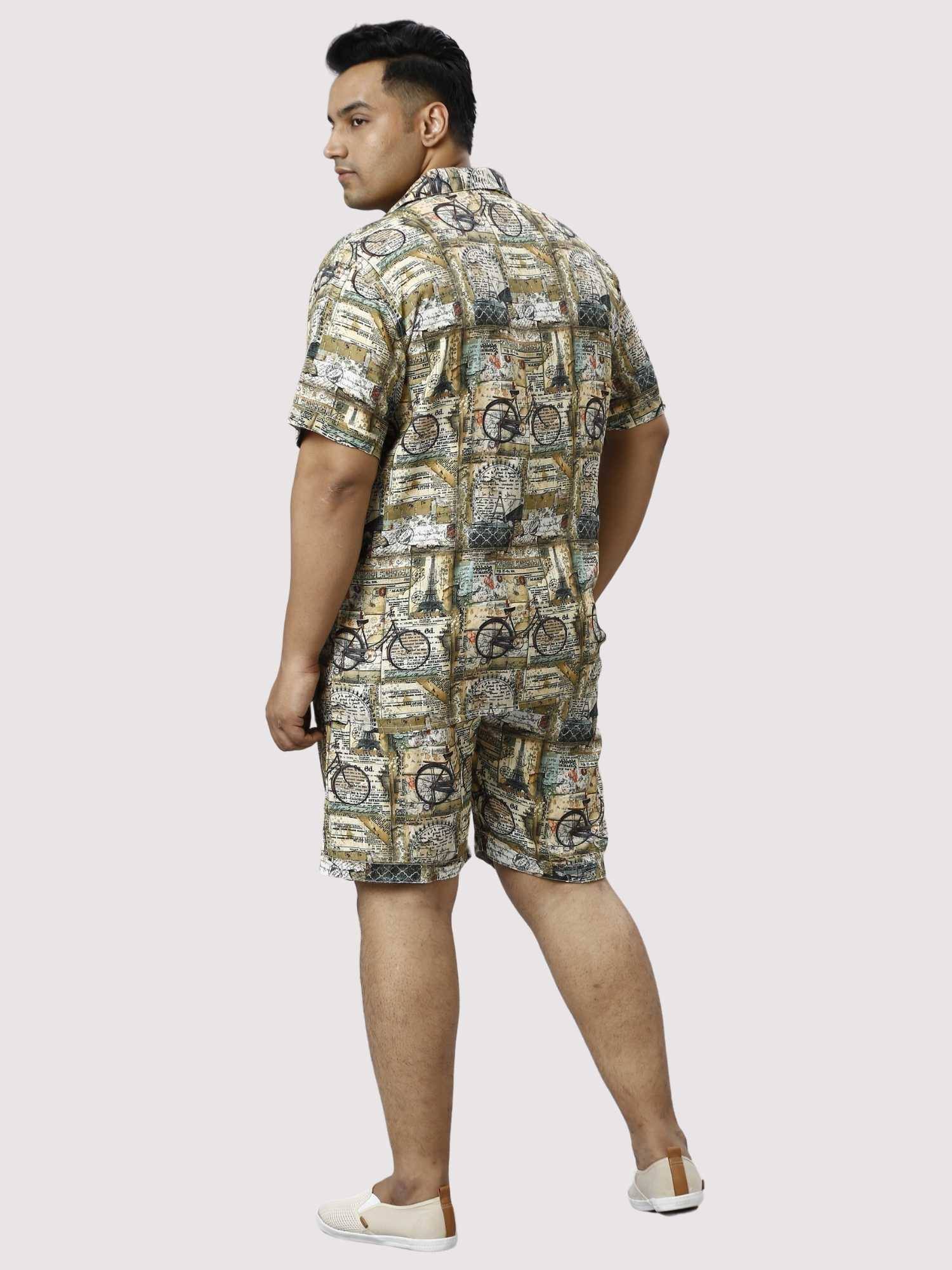 Cycle Bustle Digital Printed Half Co-ords Set Men's Plus Size - Guniaa Fashions