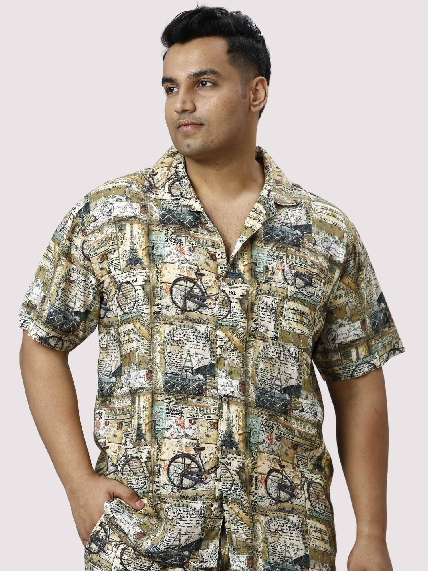 Cycle Bustle Digital Printed Half Co-ords Set Men's Plus Size - Guniaa Fashions