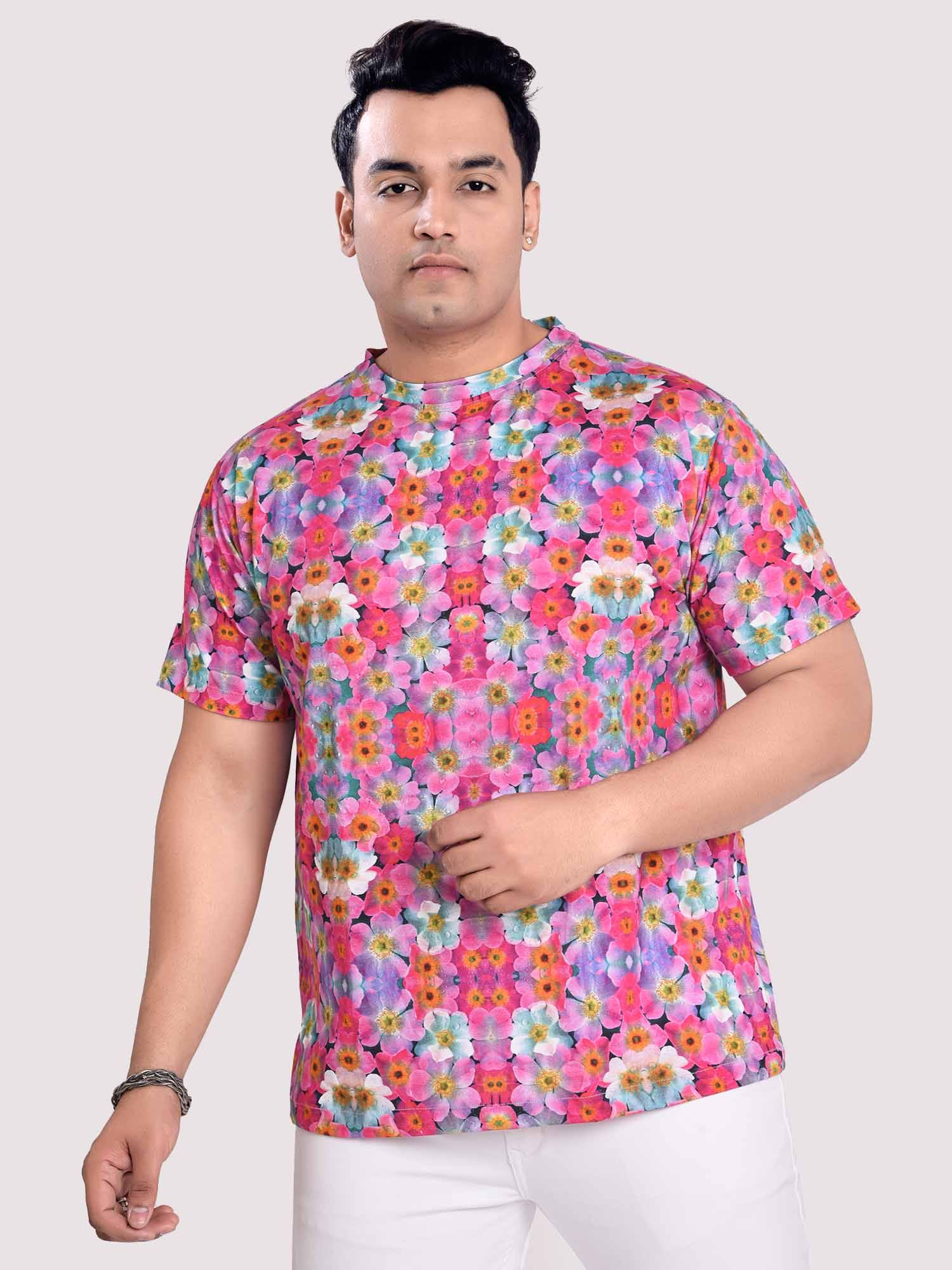 Daisy Flower Digital Printed Round Neck T-Shirt Men's Plus Size - Guniaa Fashions