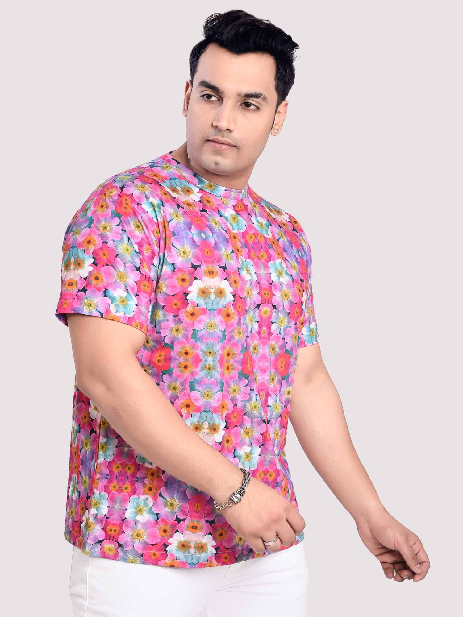 Daisy Flower Digital Printed Round Neck T-Shirt Men's Plus Size - Guniaa Fashions