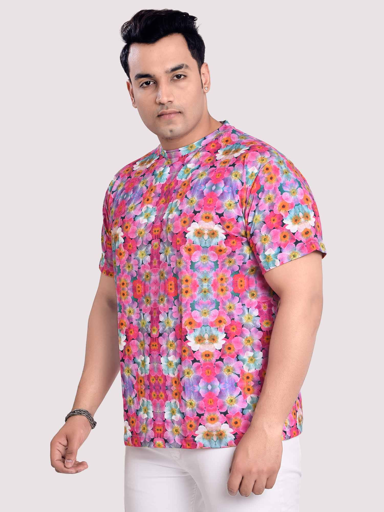 Daisy Flower Digital Printed Round Neck T-Shirt Men's Plus Size - Guniaa Fashions