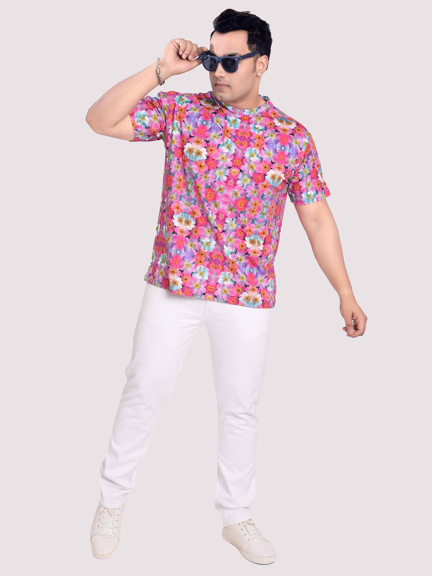 Daisy Flower Digital Printed Round Neck T-Shirt Men's Plus Size - Guniaa Fashions