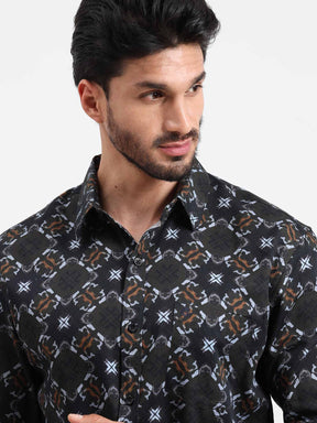Dark Block Printed Full Sleeve Shirt - Guniaa Fashions