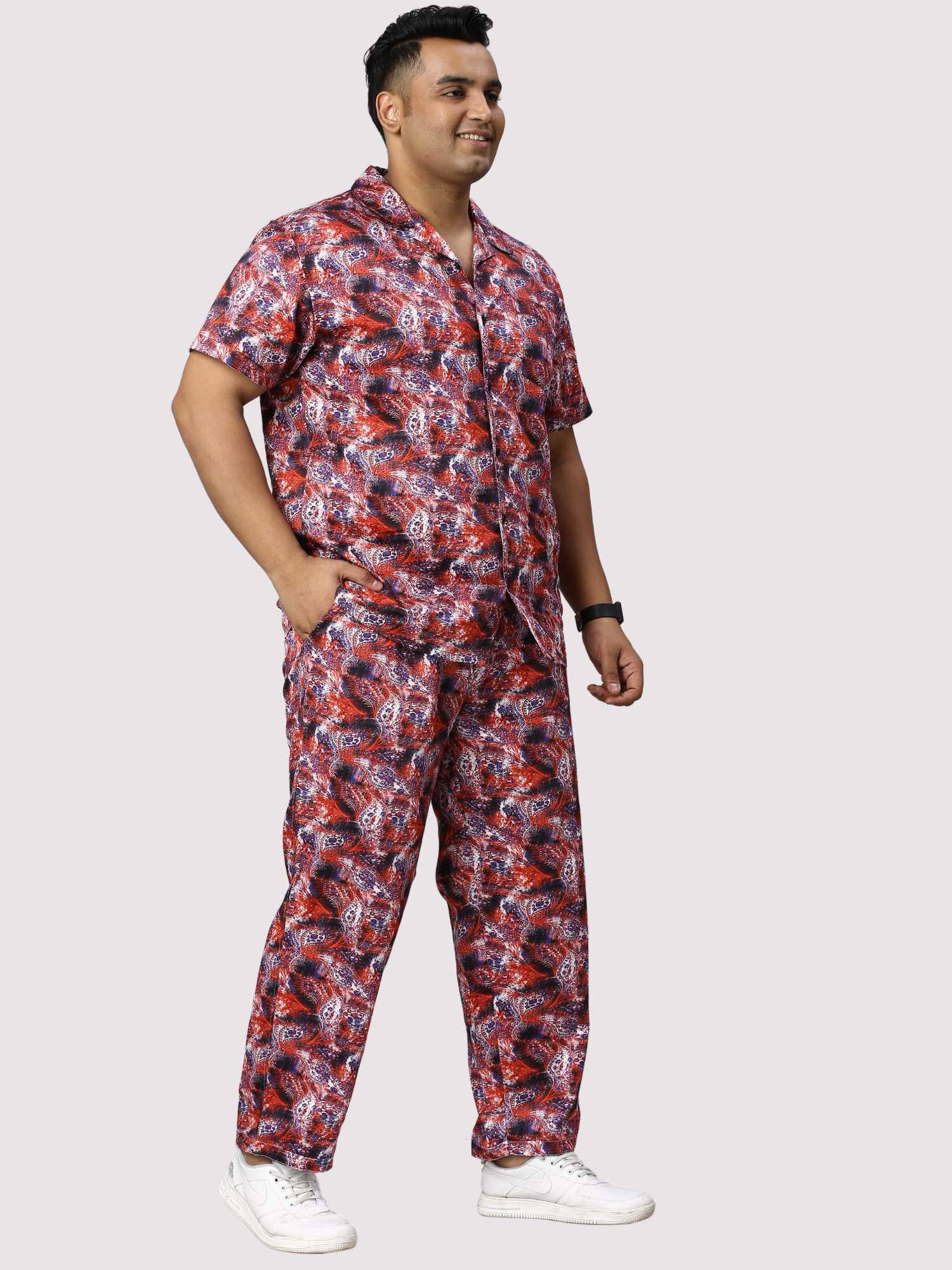 Dark Coral Digital Printed Full Co-Ords Men's Plus Size - Guniaa Fashions