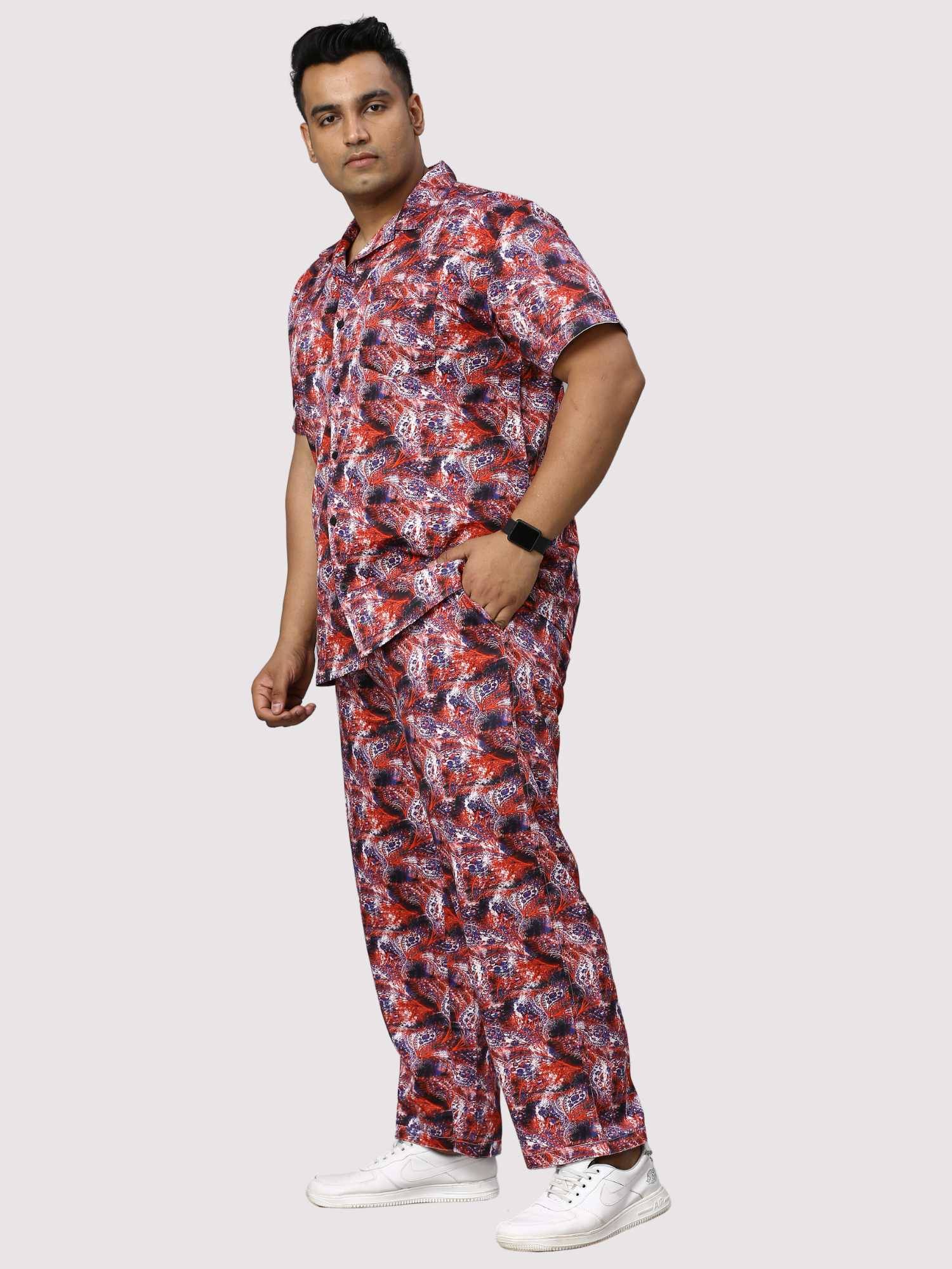 Dark Coral Digital Printed Full Co-Ords Men's Plus Size - Guniaa Fashions