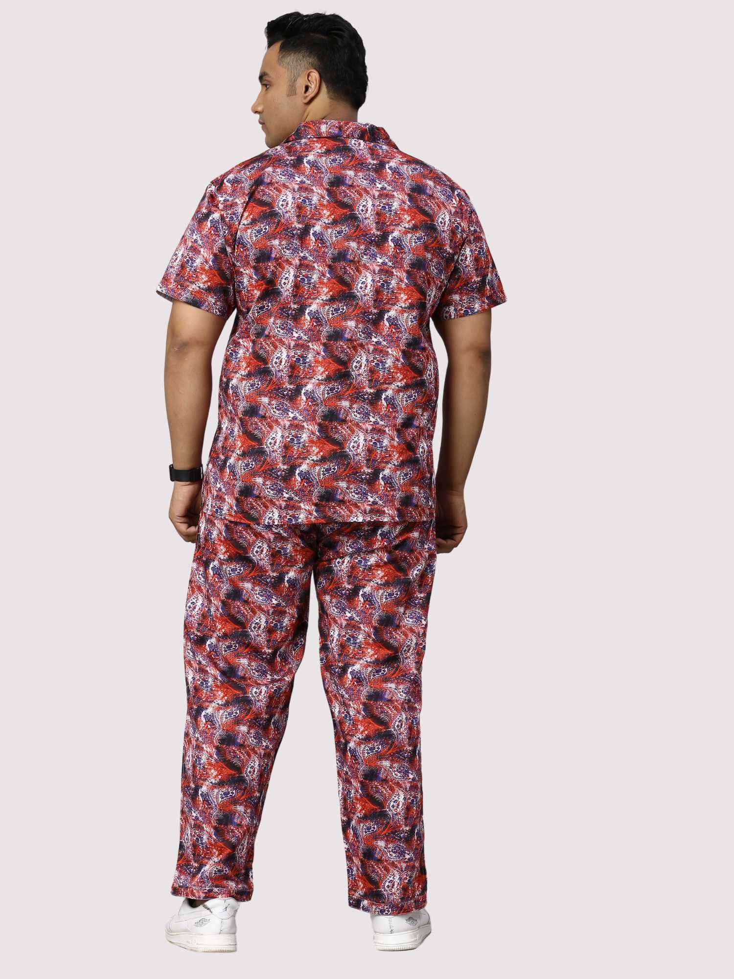 Dark Coral Digital Printed Full Co-Ords Men's Plus Size - Guniaa Fashions