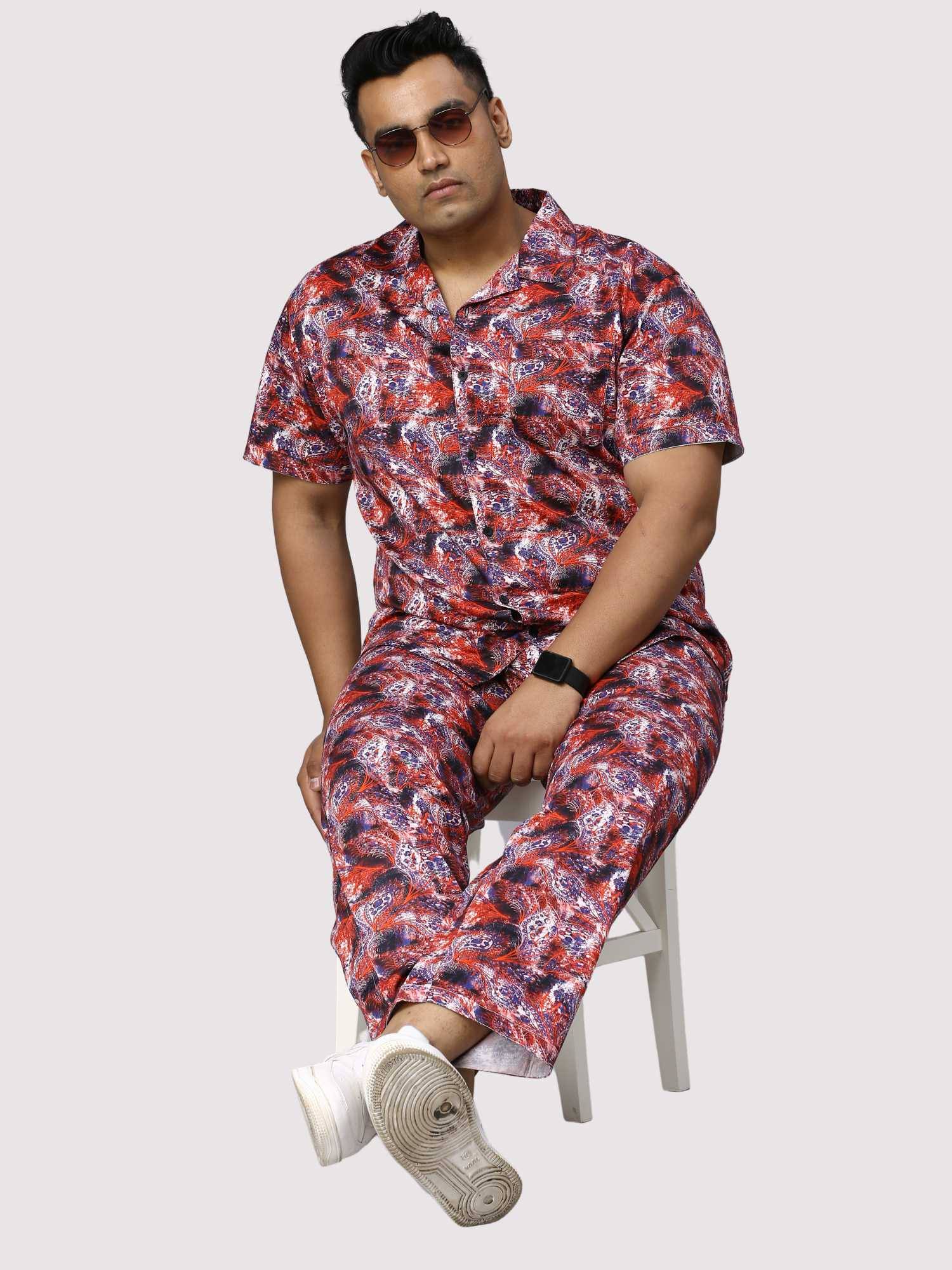 Dark Coral Digital Printed Full Co-Ords Men's Plus Size - Guniaa Fashions