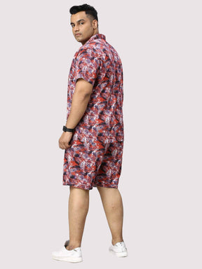 Dark Coral Digital Printed Half Co-Ords Men's Plus Size - Guniaa Fashions