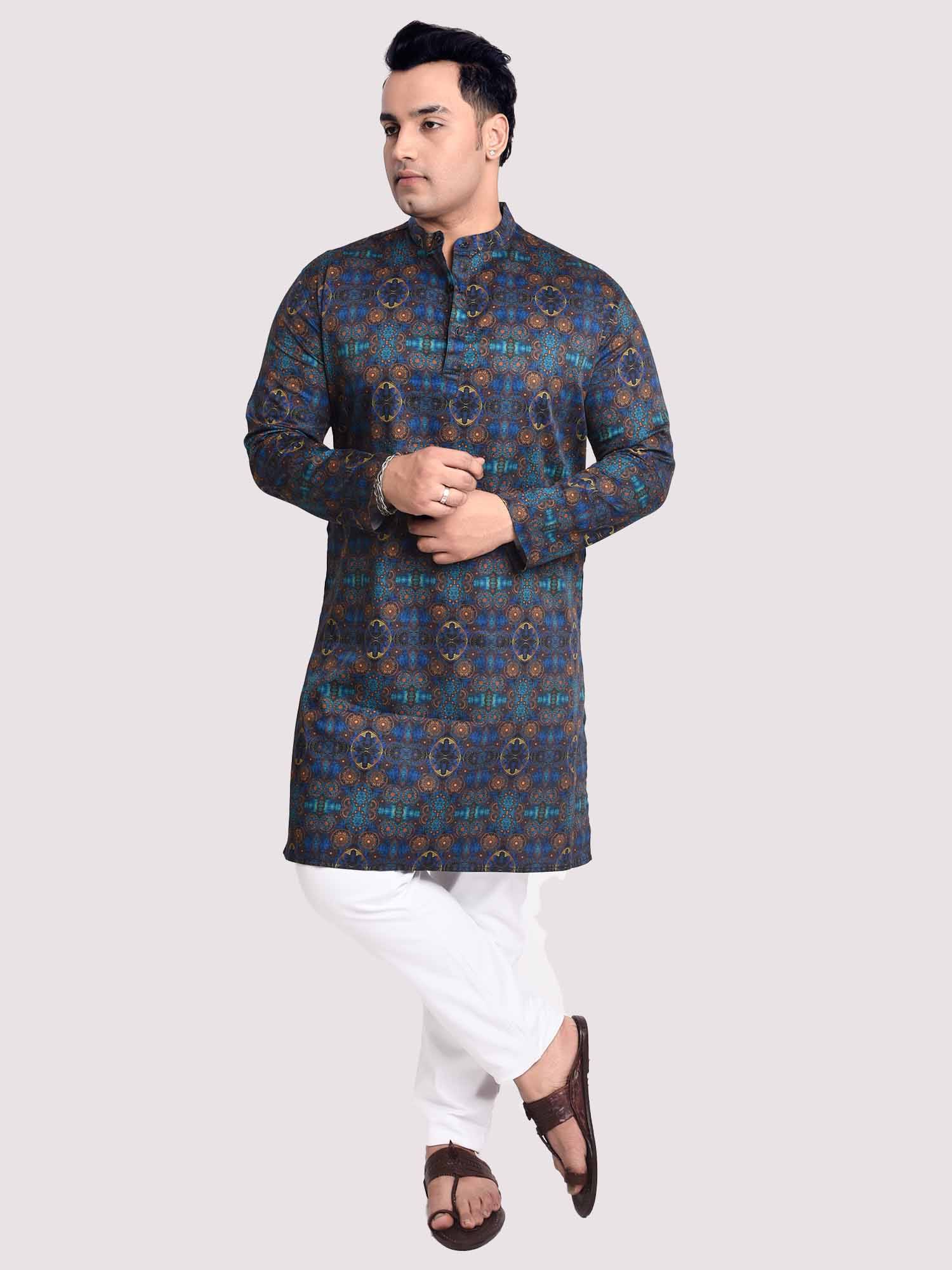 Dark Magic Digital Printed Kurta Men's Plus Size - Guniaa Fashions