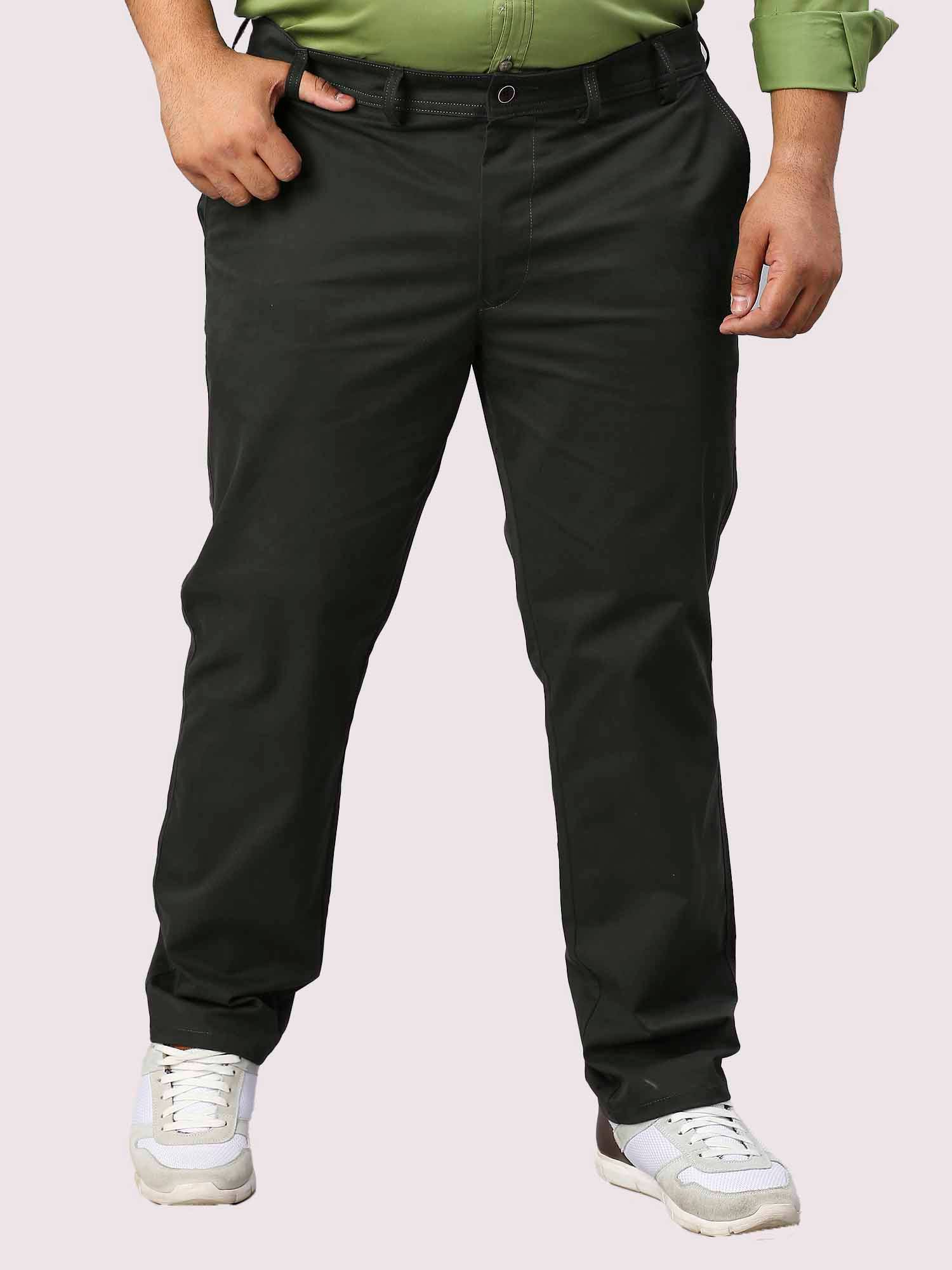 Dark Solid Cotton Trouser Men's Plus Size - Guniaa Fashions