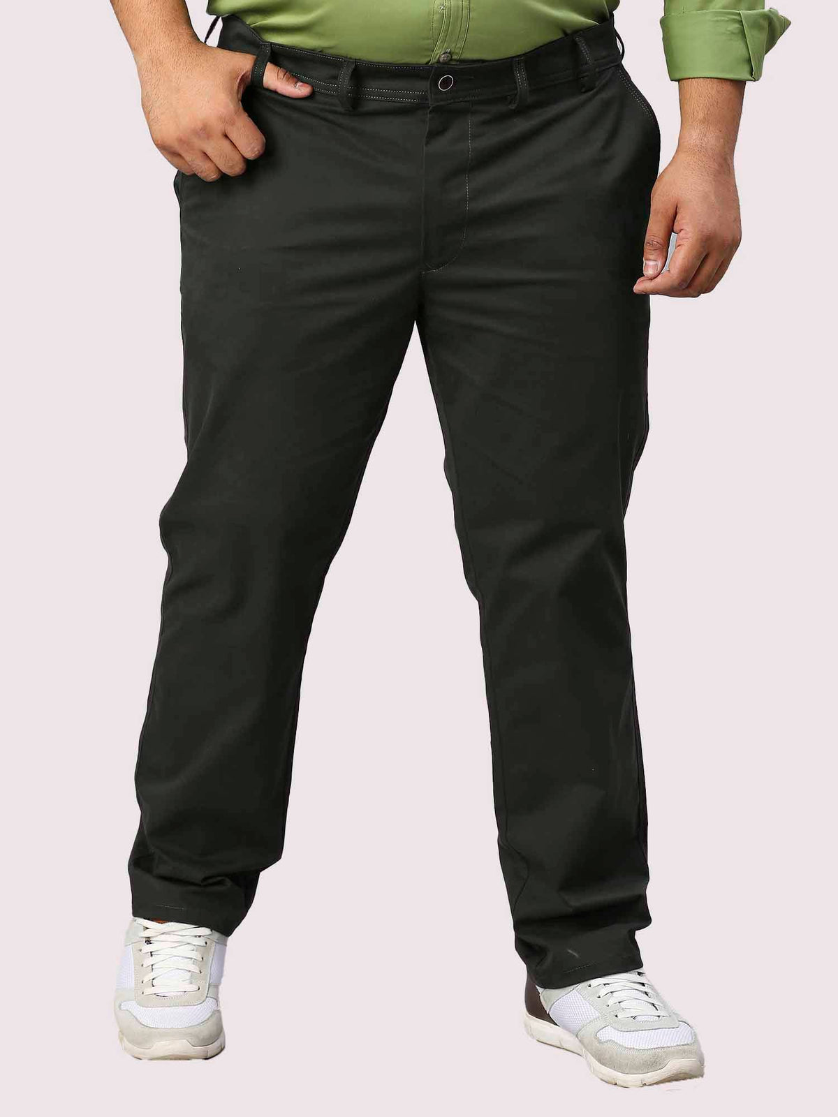 Dark Solid Cotton Trouser Men's Plus Size - Guniaa Fashions