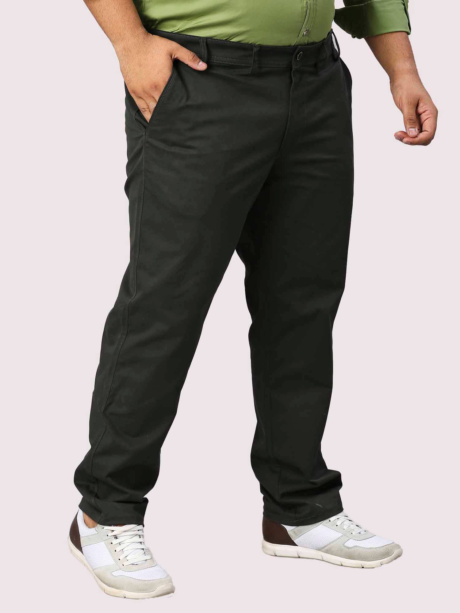 Dark Solid Cotton Trouser Men's Plus Size - Guniaa Fashions