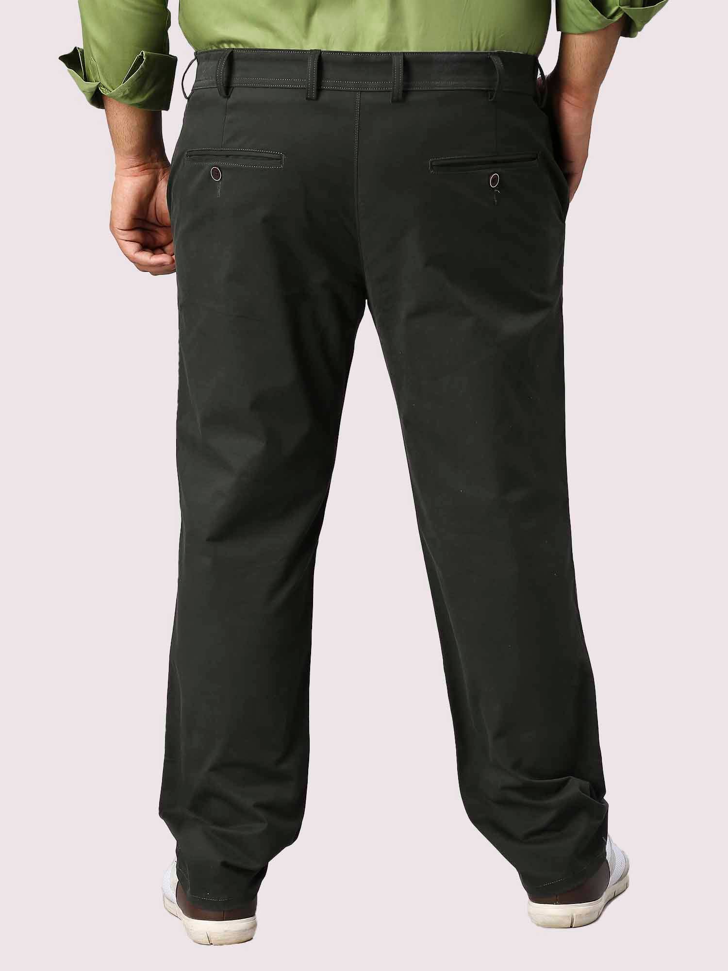 Dark Solid Cotton Trouser Men's Plus Size - Guniaa Fashions