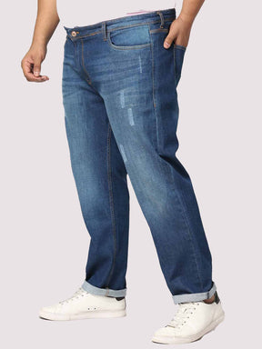 Deep Blue Distressed Stretchable Jeans Men's Plus Size - Guniaa Fashions