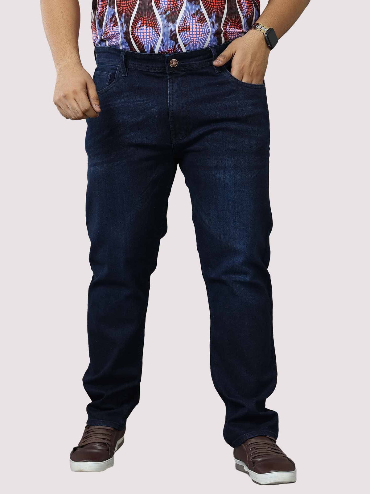 Buy Deep Blue Stretchable Jeans Men's Plus Size Online Guniaa