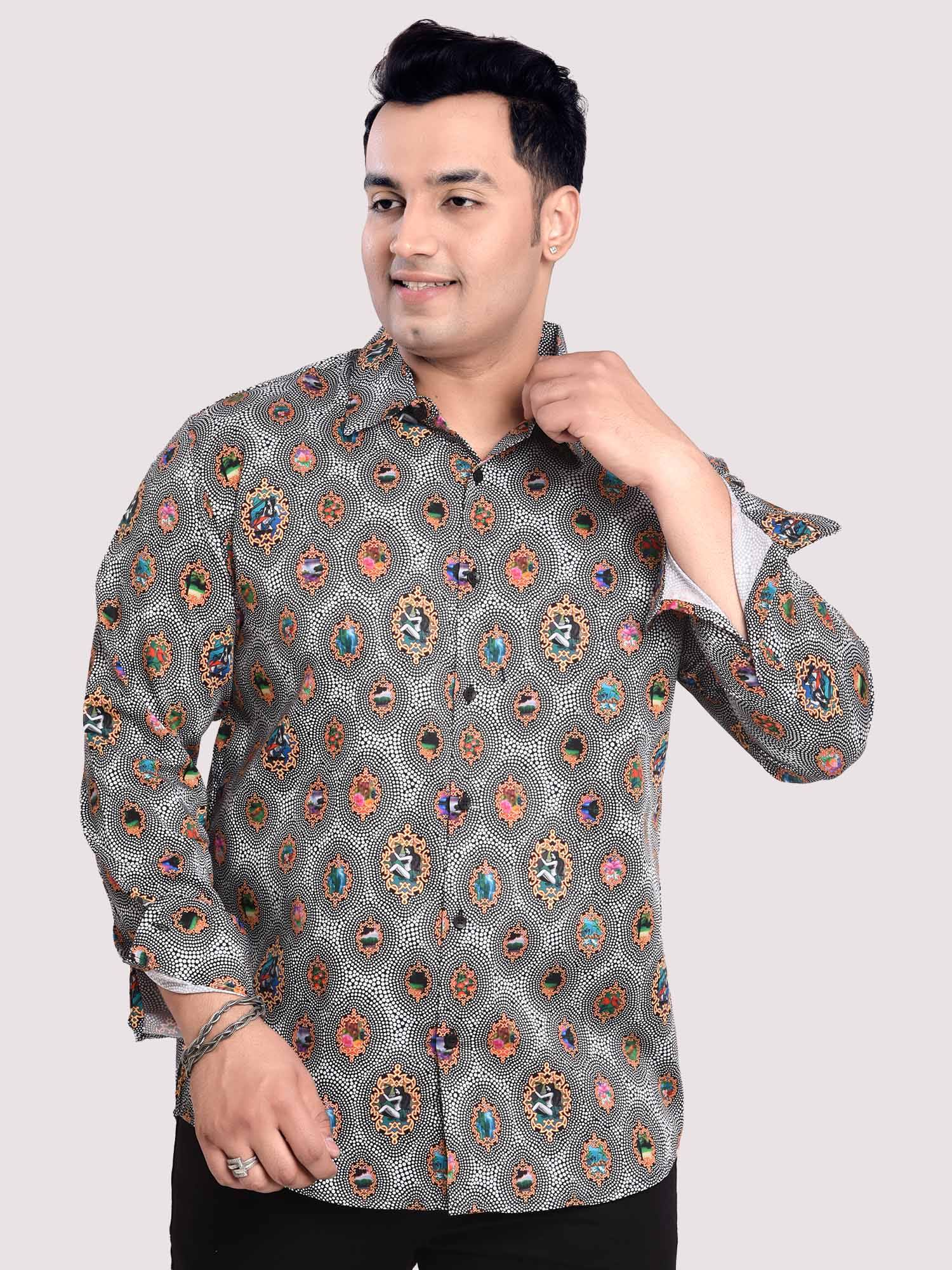 Diamond Saffron Digital Printed Shirt Men's Plus Size - Guniaa Fashions