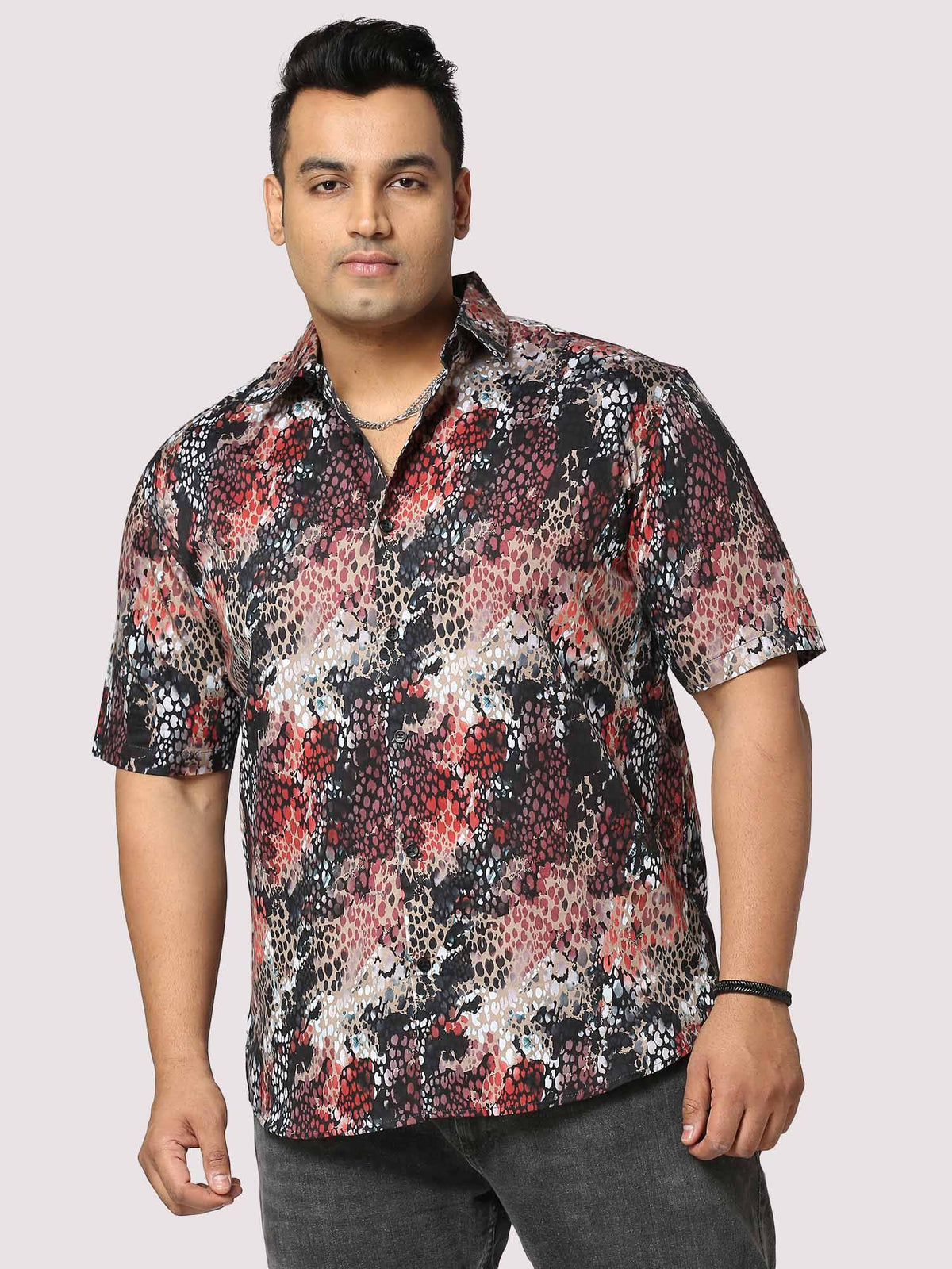 Disco Dots Digital Printed Half Shirt Men's Plus Size - Guniaa Fashions