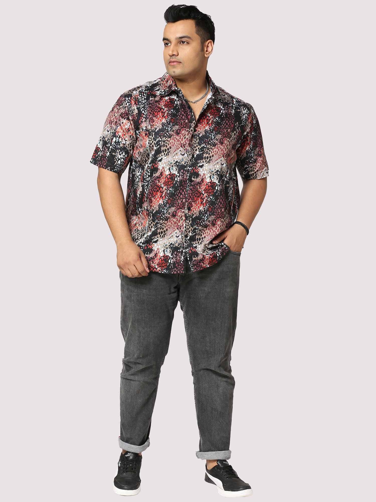 Disco Dots Digital Printed Half Shirt Men's Plus Size - Guniaa Fashions