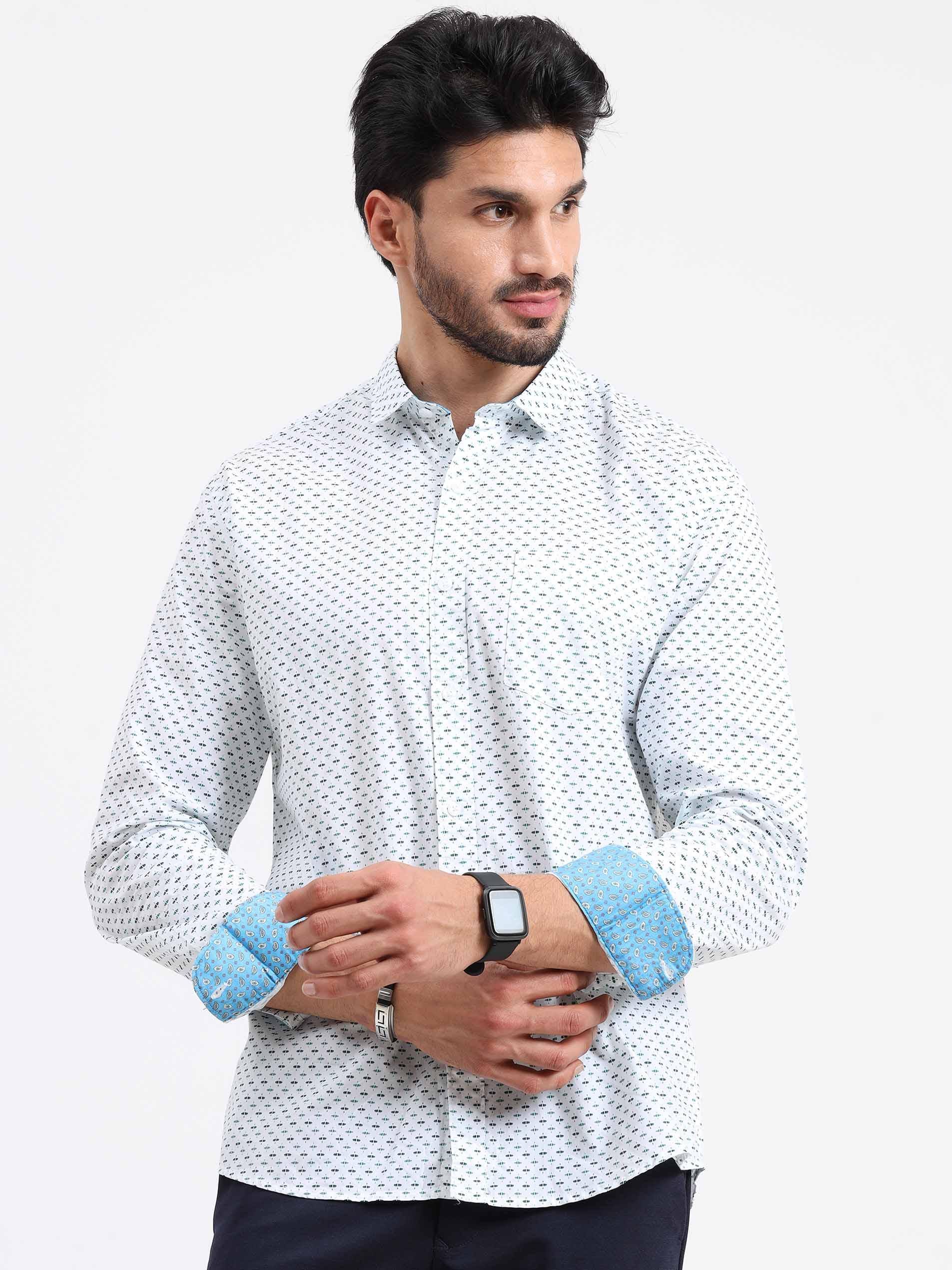 Divide Checks Printed Full Sleeve Shirt - Guniaa Fashions