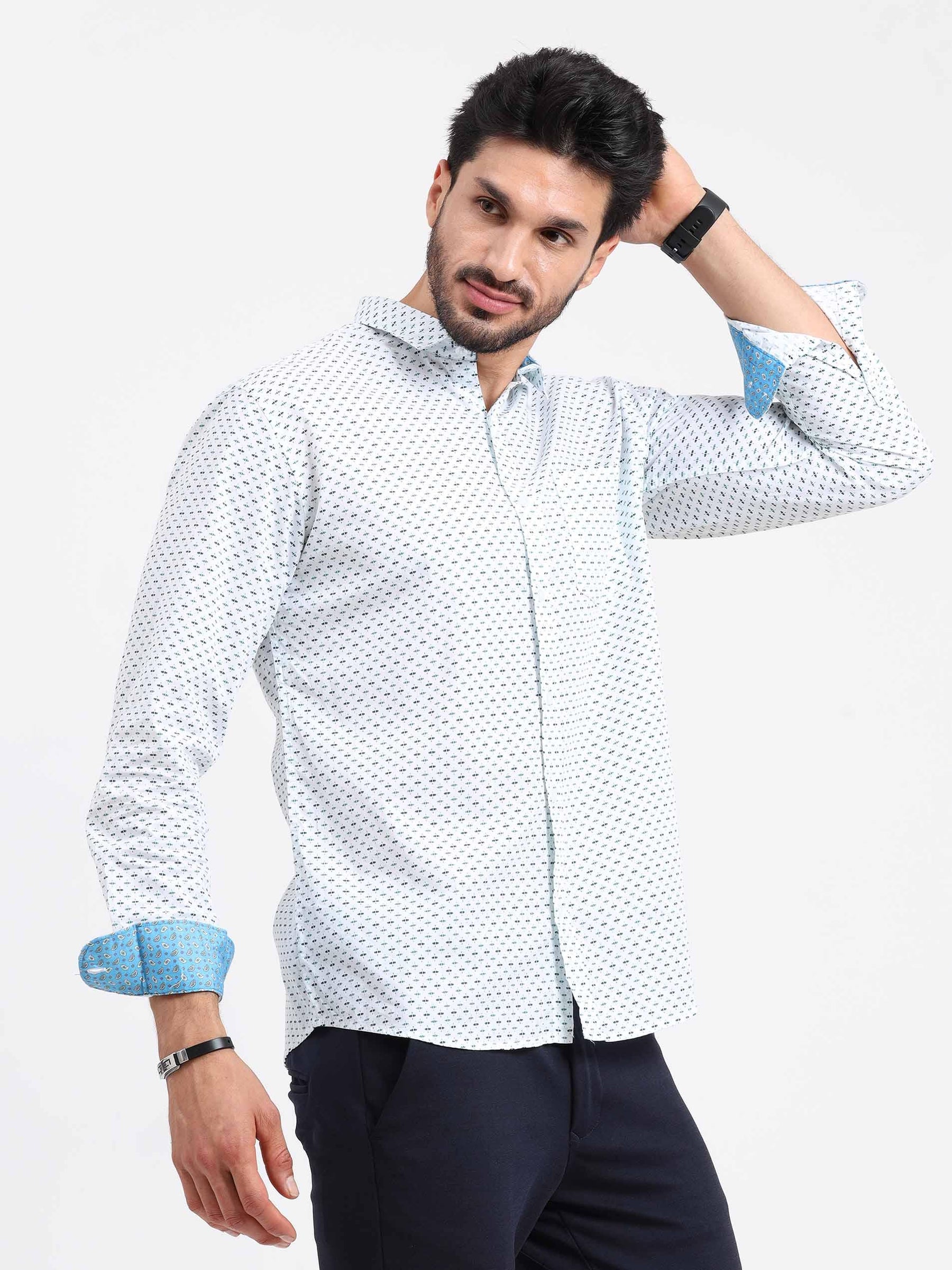 Divide Checks Printed Full Sleeve Shirt - Guniaa Fashions