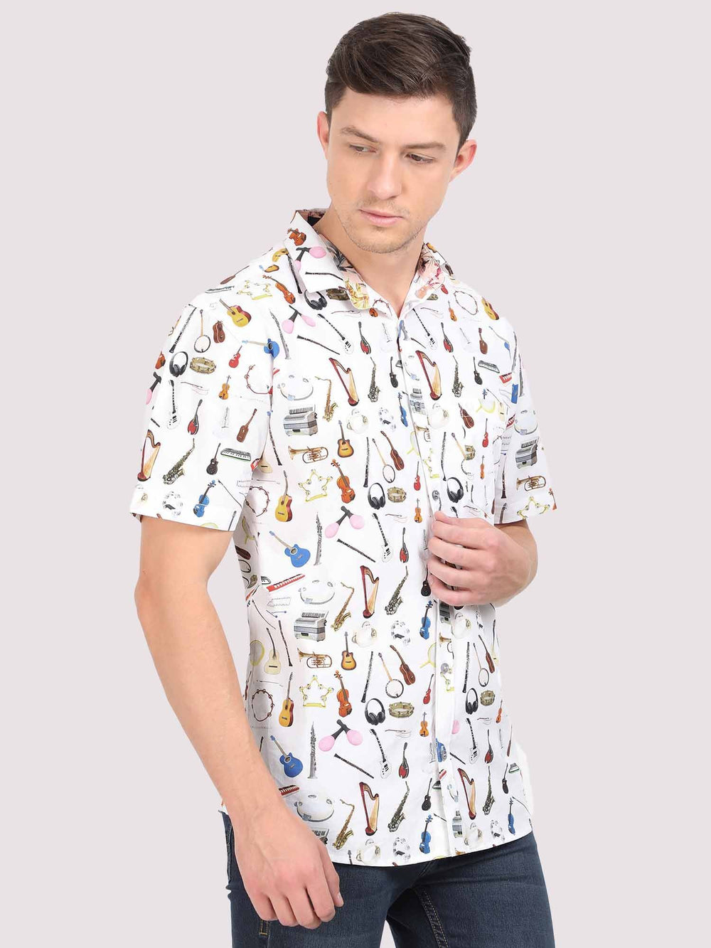 Buy Dodge Men's Musical Instruments Half Shirt Online - Guniaa