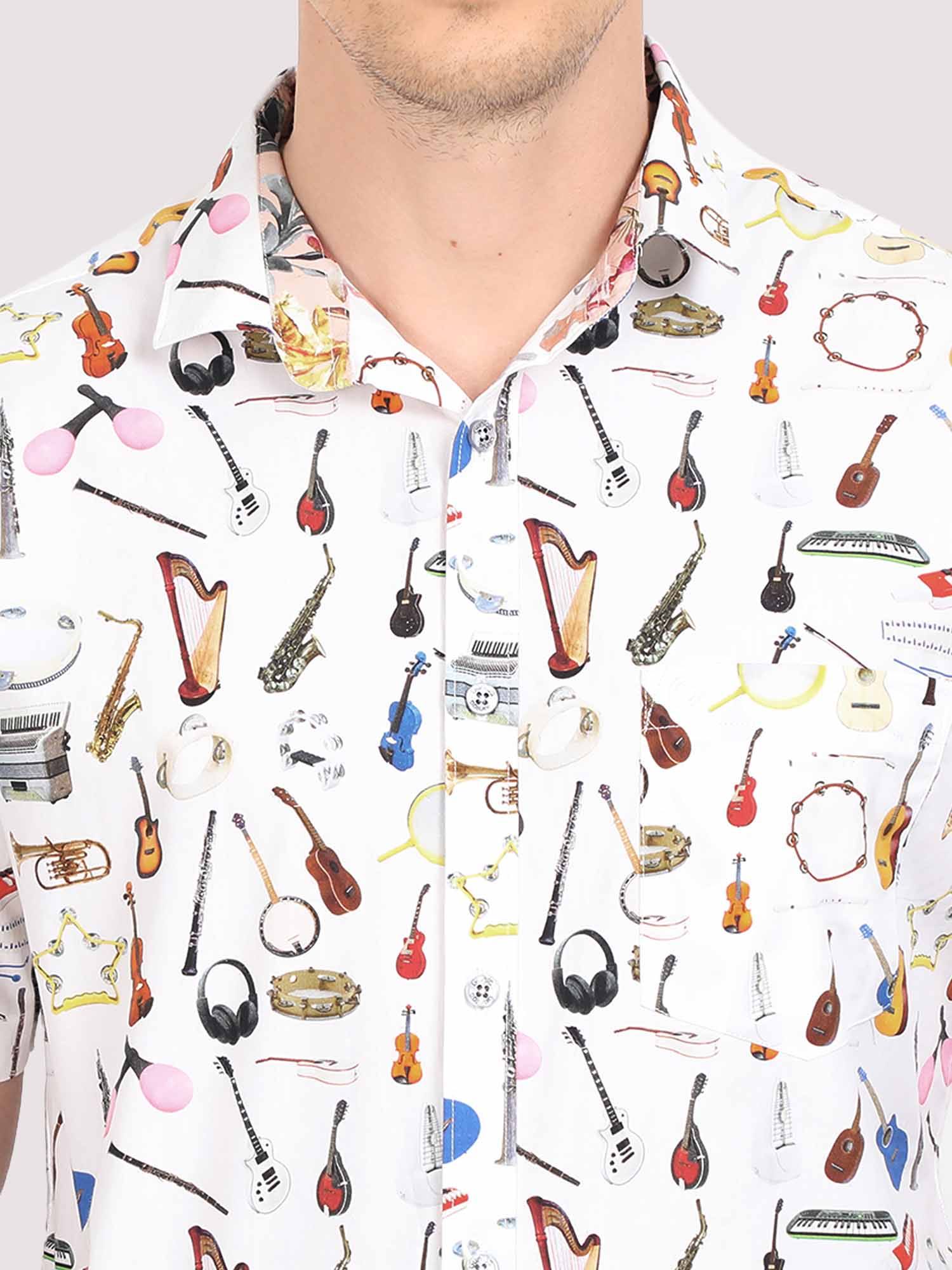 Dodge Men's Musical Instruments Half Shirt - Guniaa Fashions