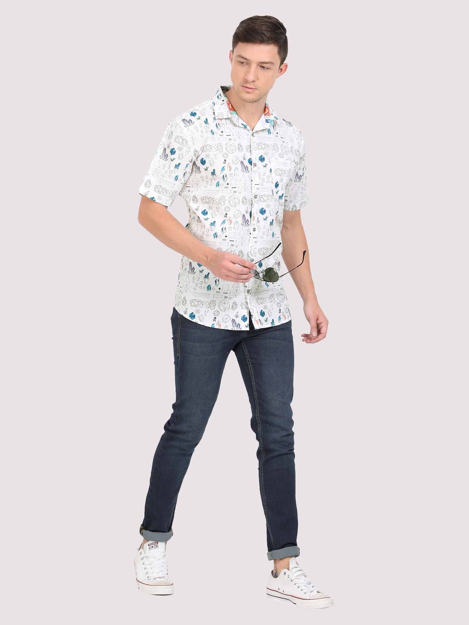 Doodle Digital Printed Half Shirt - Guniaa Fashions