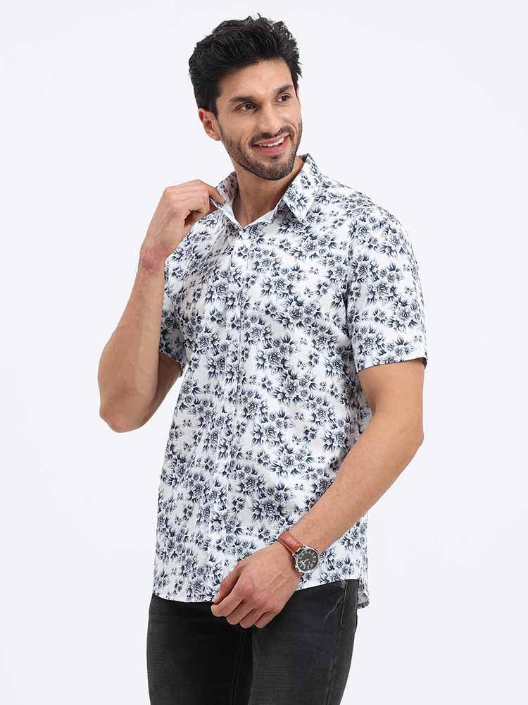 Dream Flower on White Printed Half Shirt - Guniaa Fashions