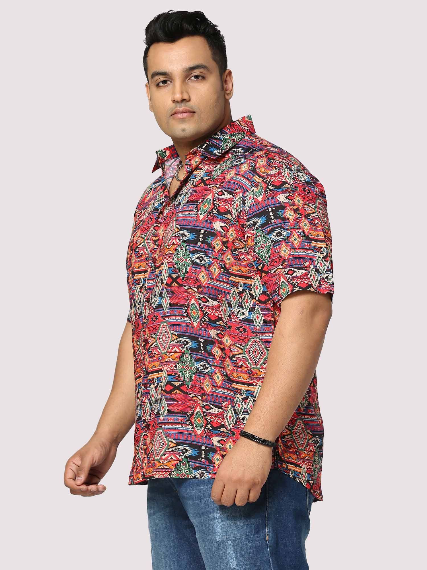 Electro Digital Printed Half Shirt Men's Plus Size - Guniaa Fashions